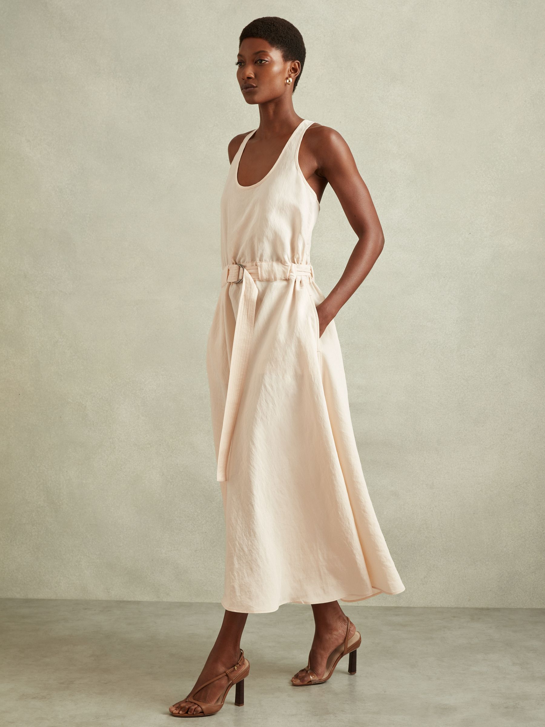 Modal Blend Parachute Midi Dress in Cream - Image 1 of 6