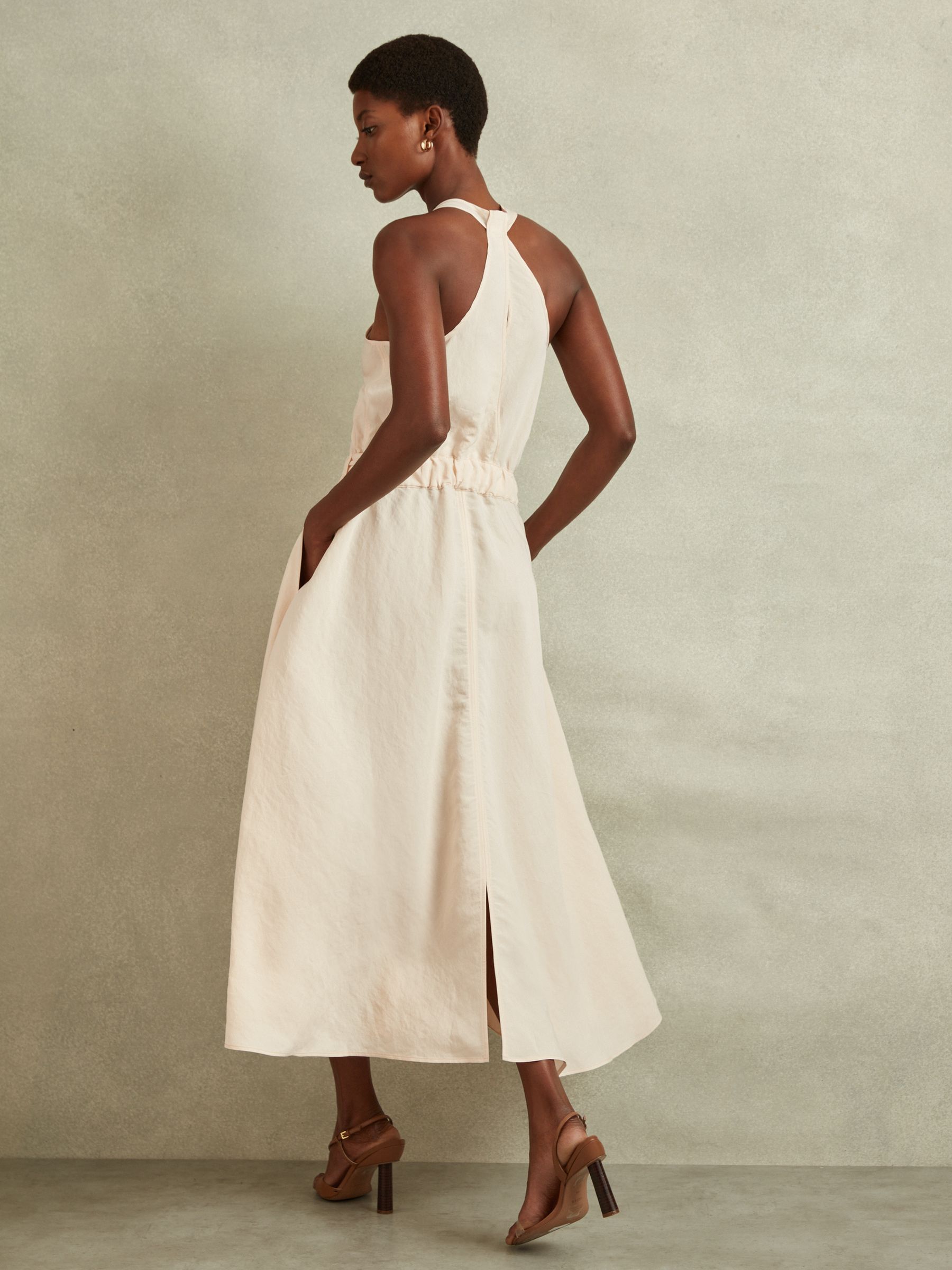 Modal Blend Parachute Midi Dress in Cream - Image 5 of 6
