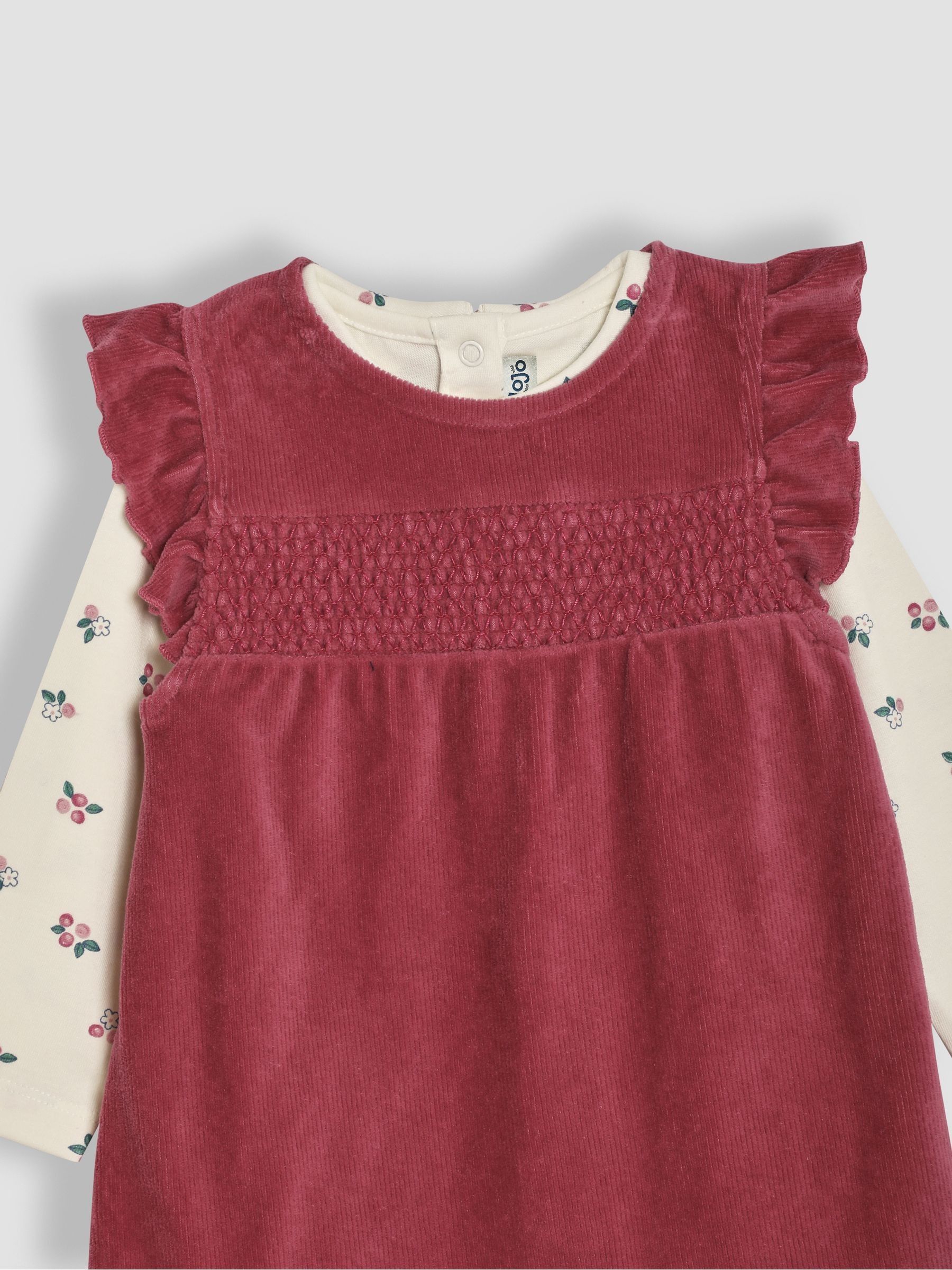 Raspberry Velour Cord Baby Dress And Body Set - Image 6 of 6