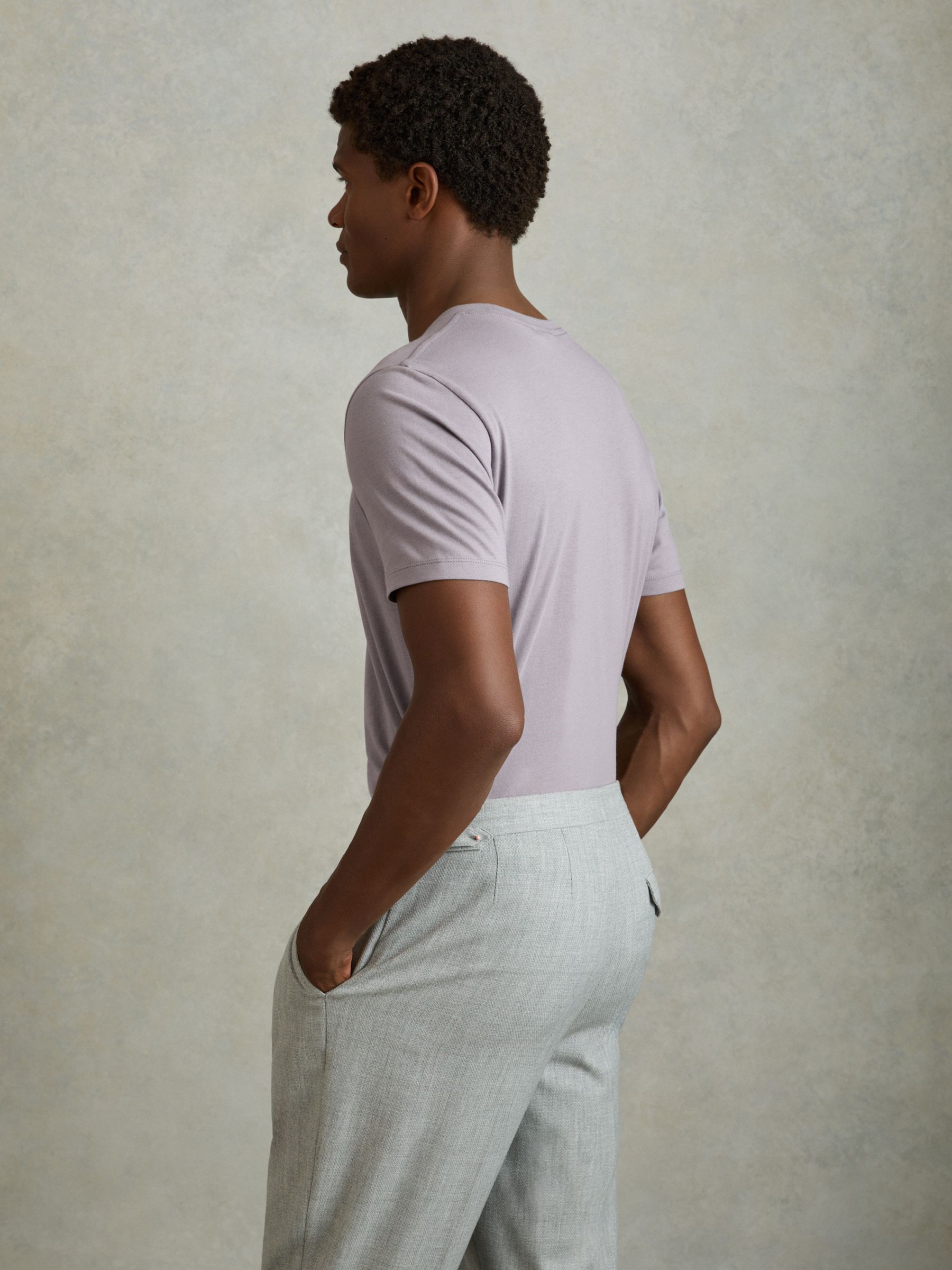 Cotton Crew Neck T-Shirt in Purple Cosmic Sky - Image 4 of 5