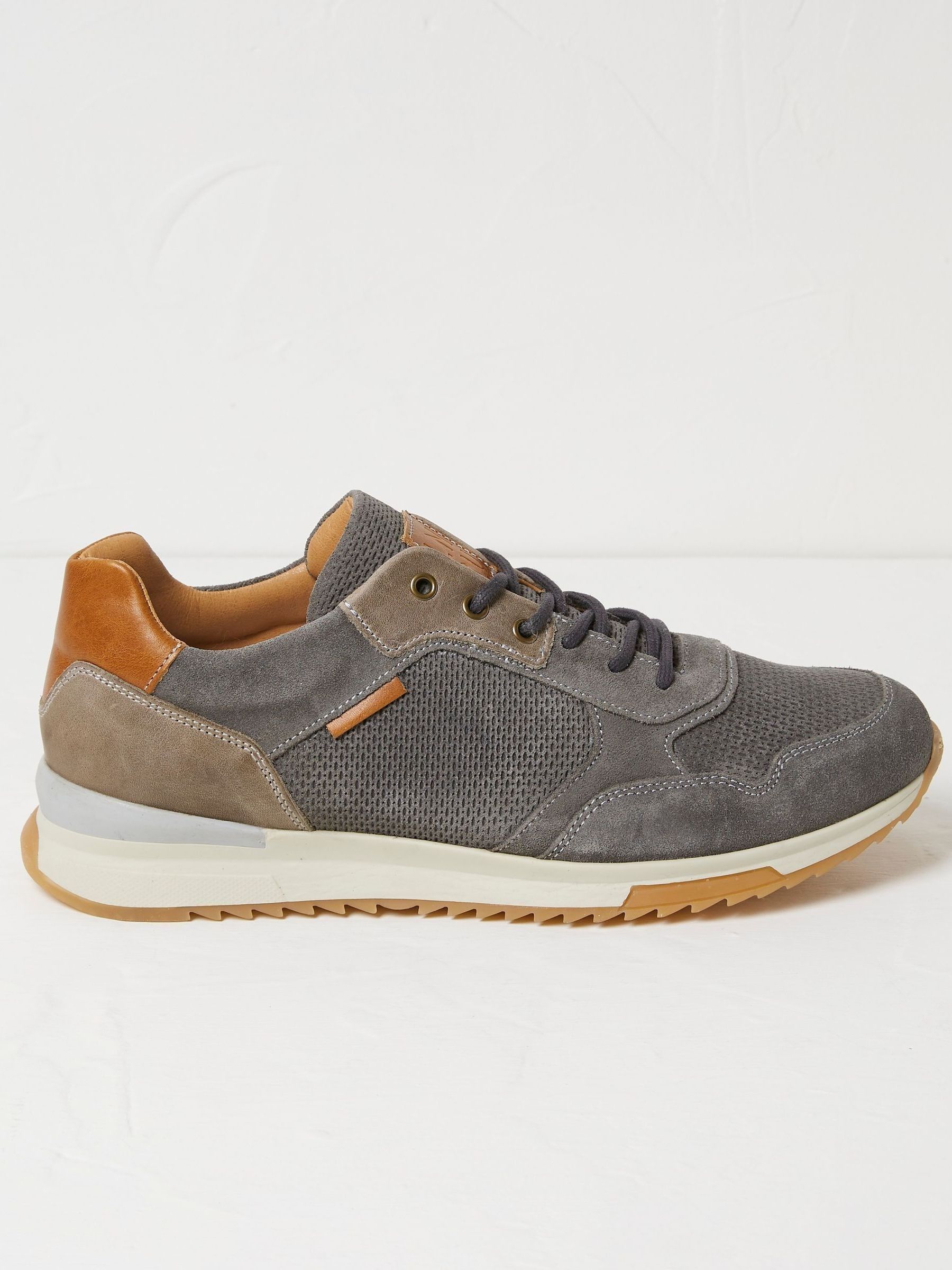 Wells Grey Leather Runner Trainers - Image 2 of 6 Wells Grey Leather Runner Trainers - Image 2 of 6