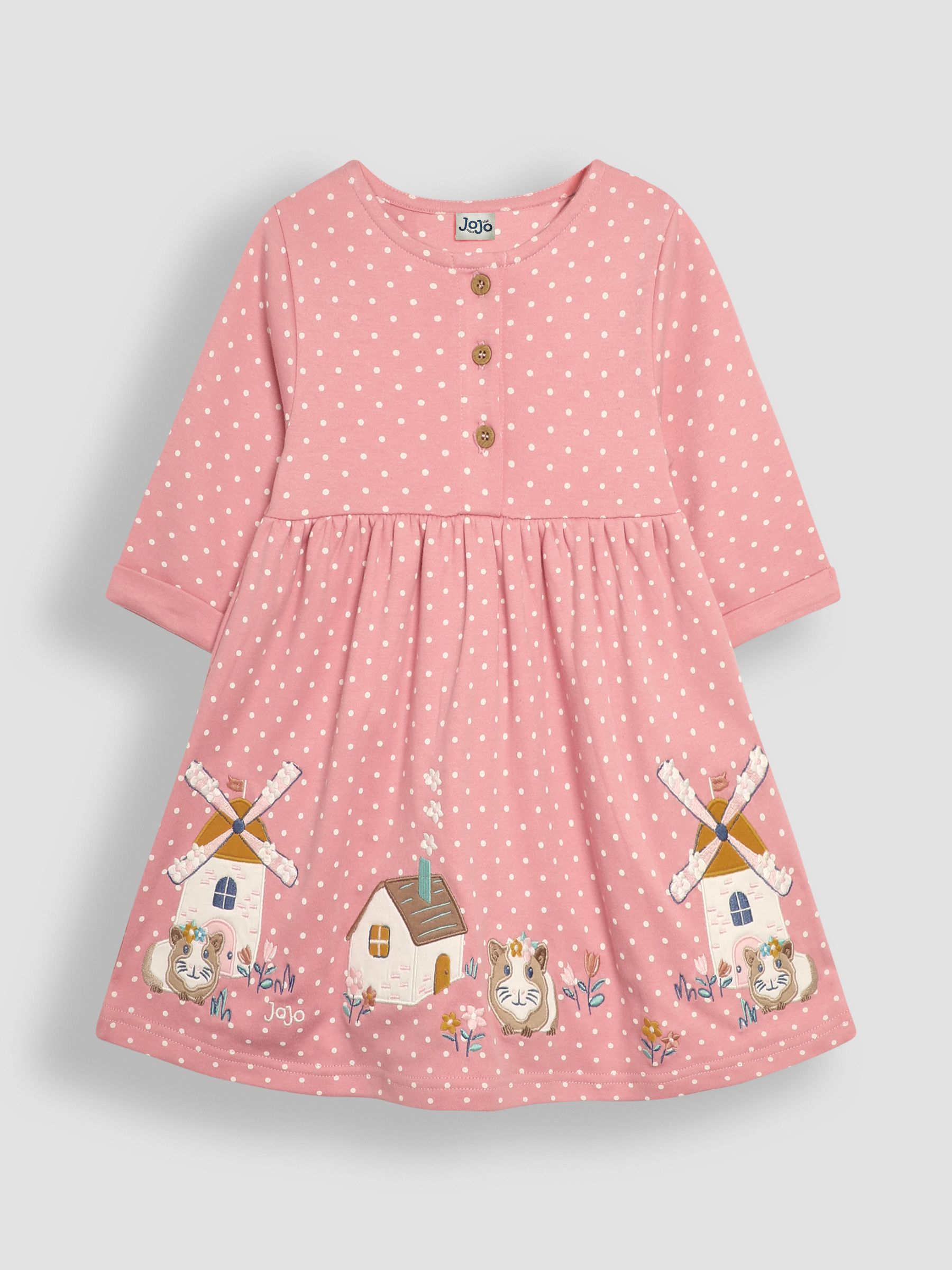 Pink Guinea Pig Appliqué Button Front Dress - Image 1 of 3