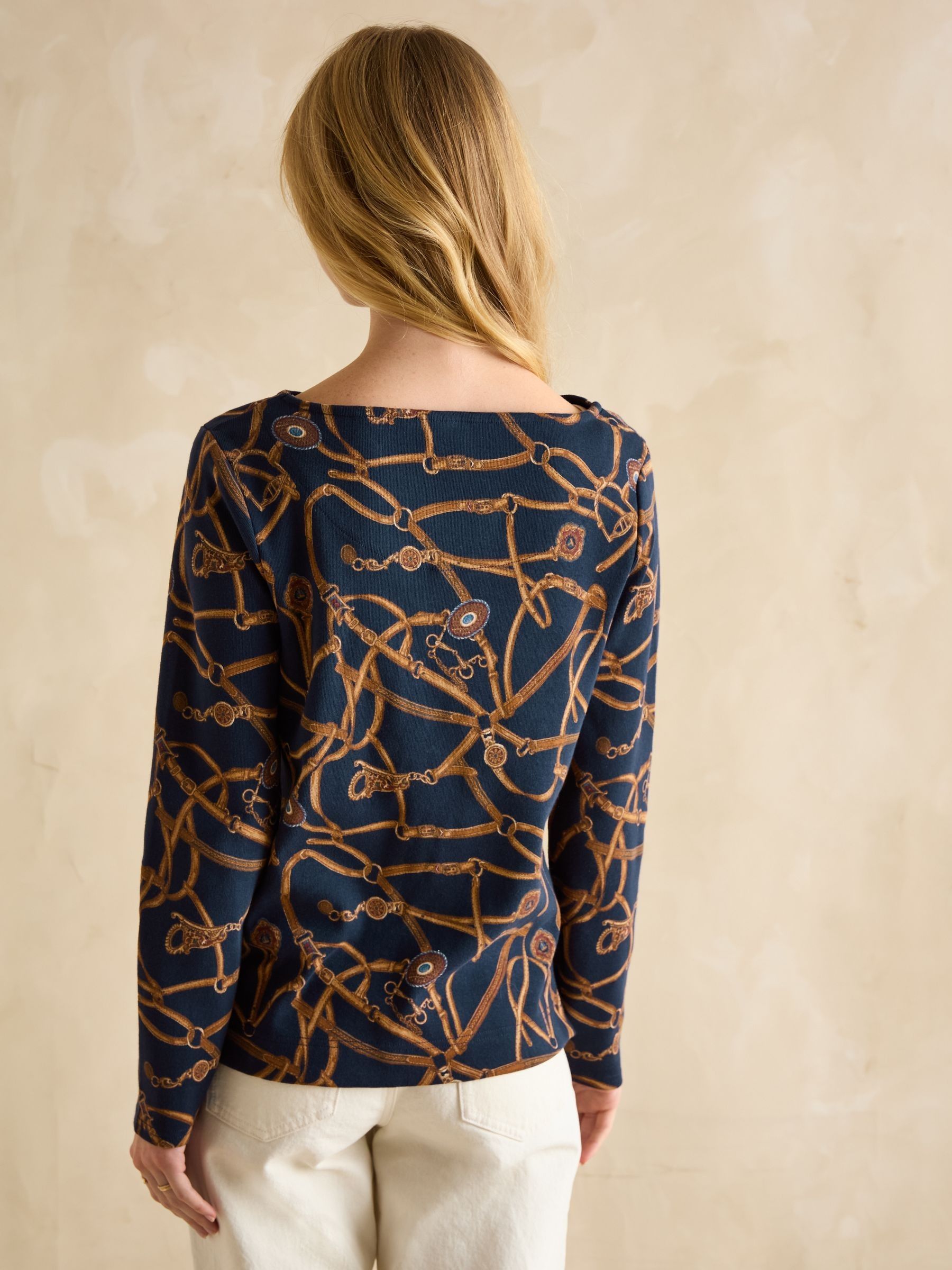 Harbour Navy Bridle Boat Neck Printed Top - Image 2 of 6