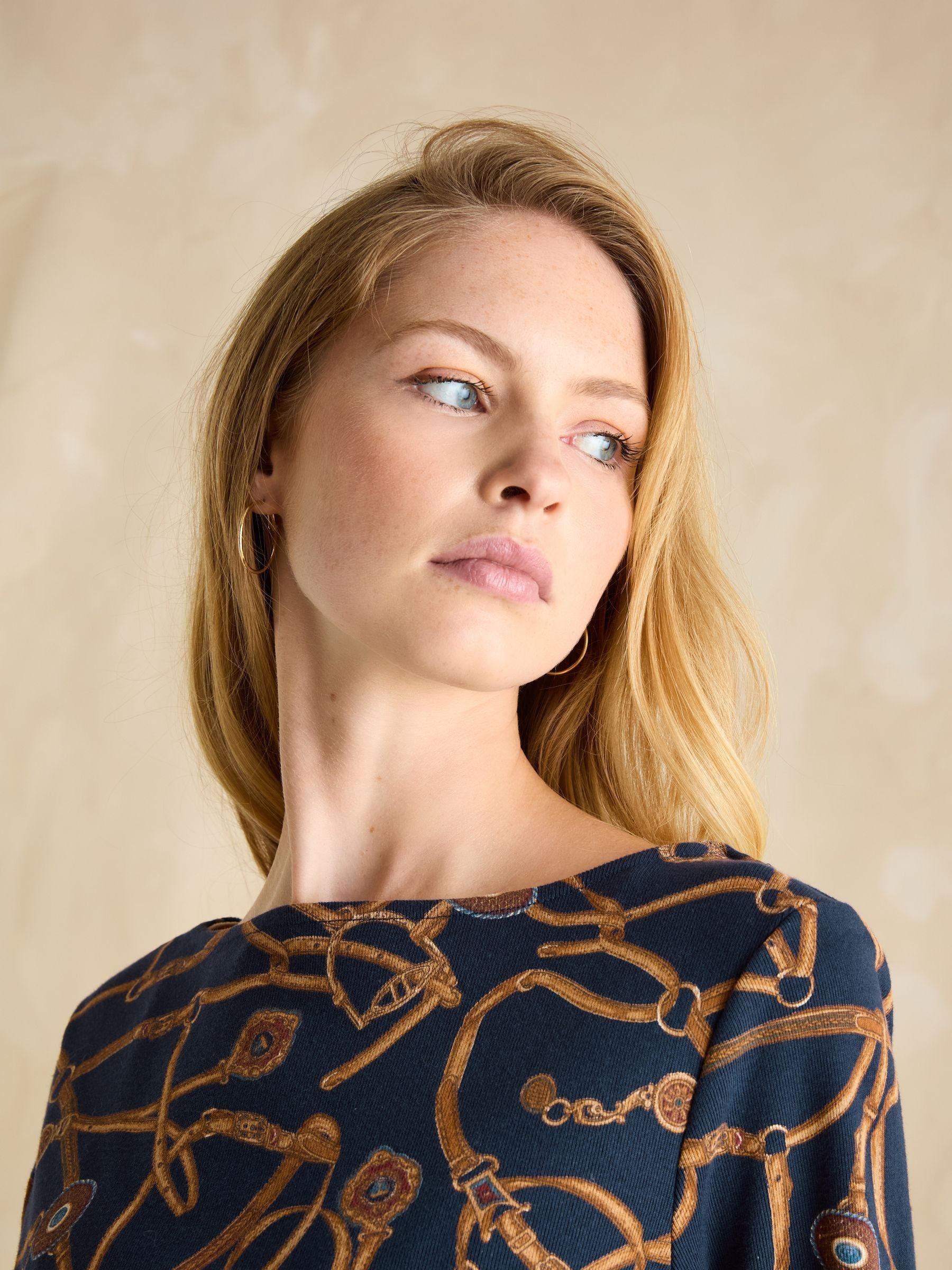 Harbour Navy Bridle Boat Neck Printed Top - Image 4 of 6