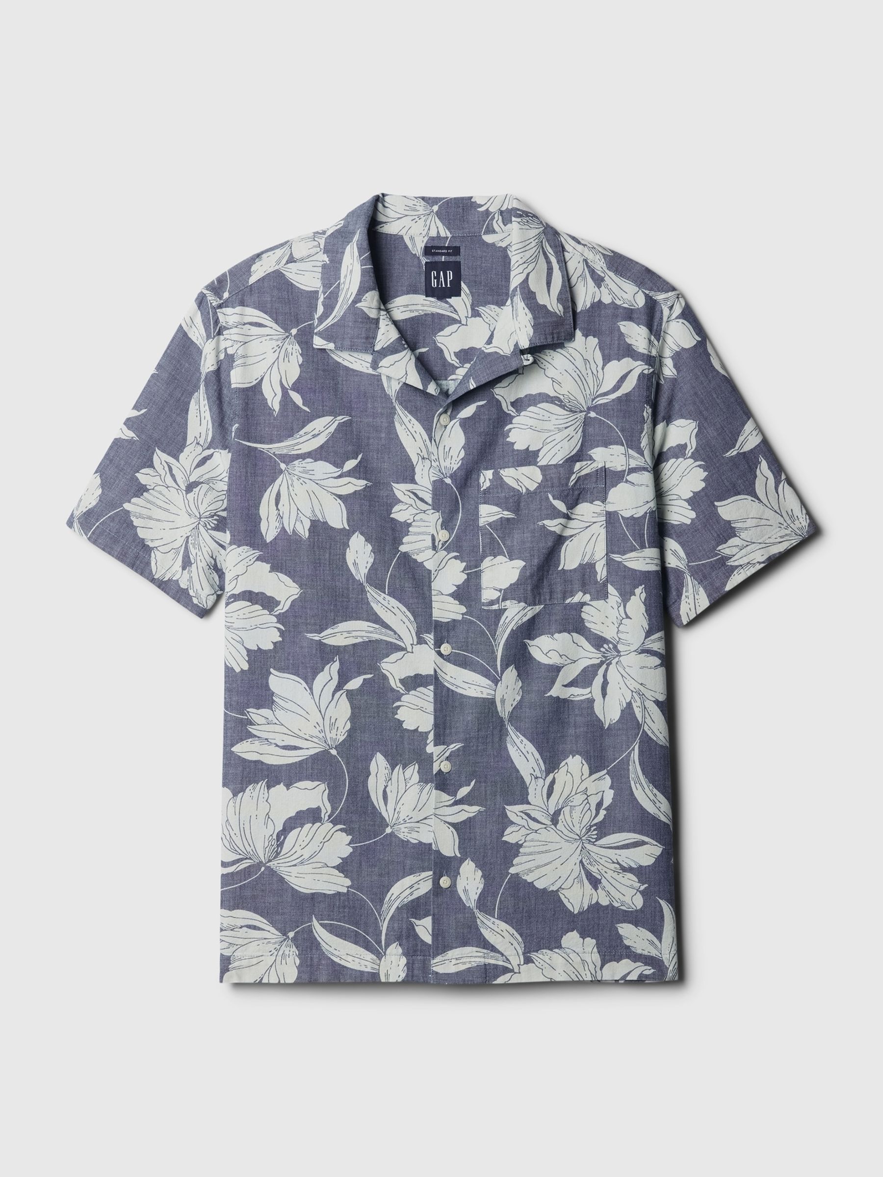 Blue Chambray Resort Floral Shirt - Image 4 of 4