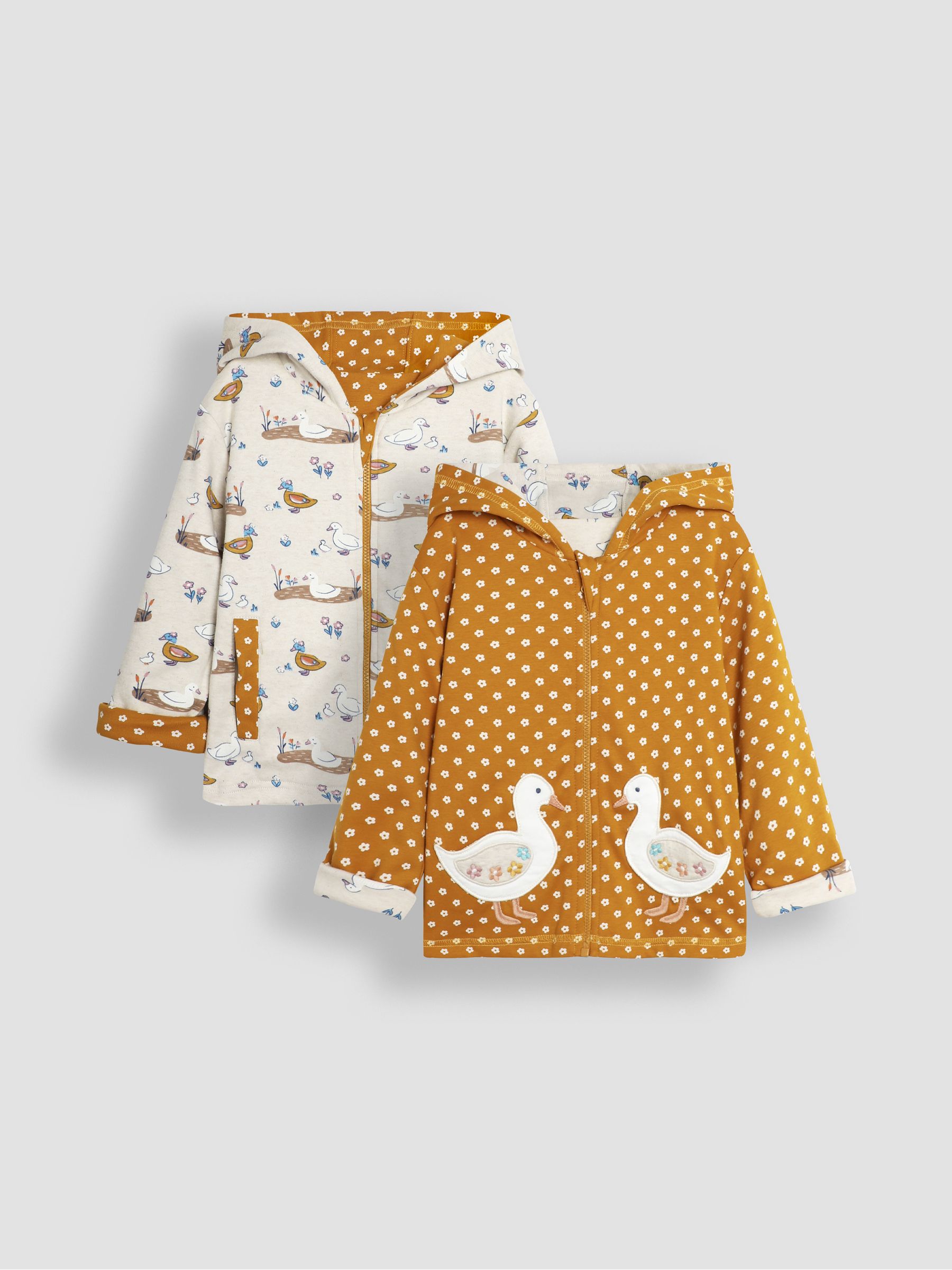 Mustard Yellow Duck Appliqué Reversible Hoodie - Image 1 of 8