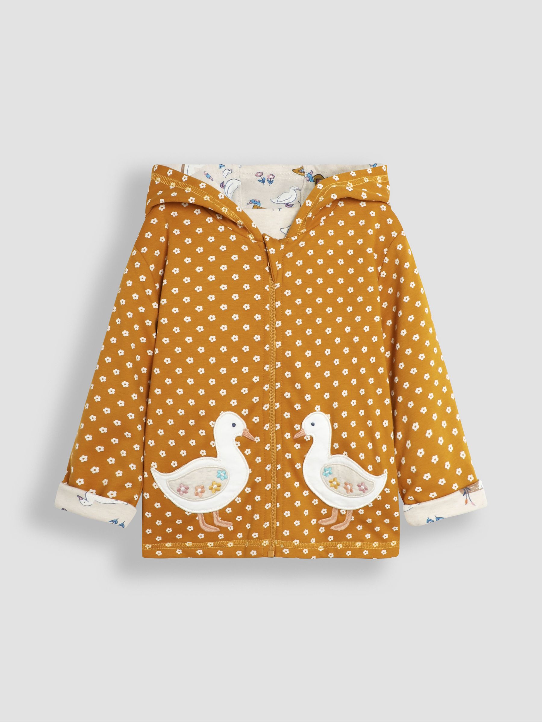 Mustard Yellow Duck Appliqué Reversible Hoodie - Image 2 of 8