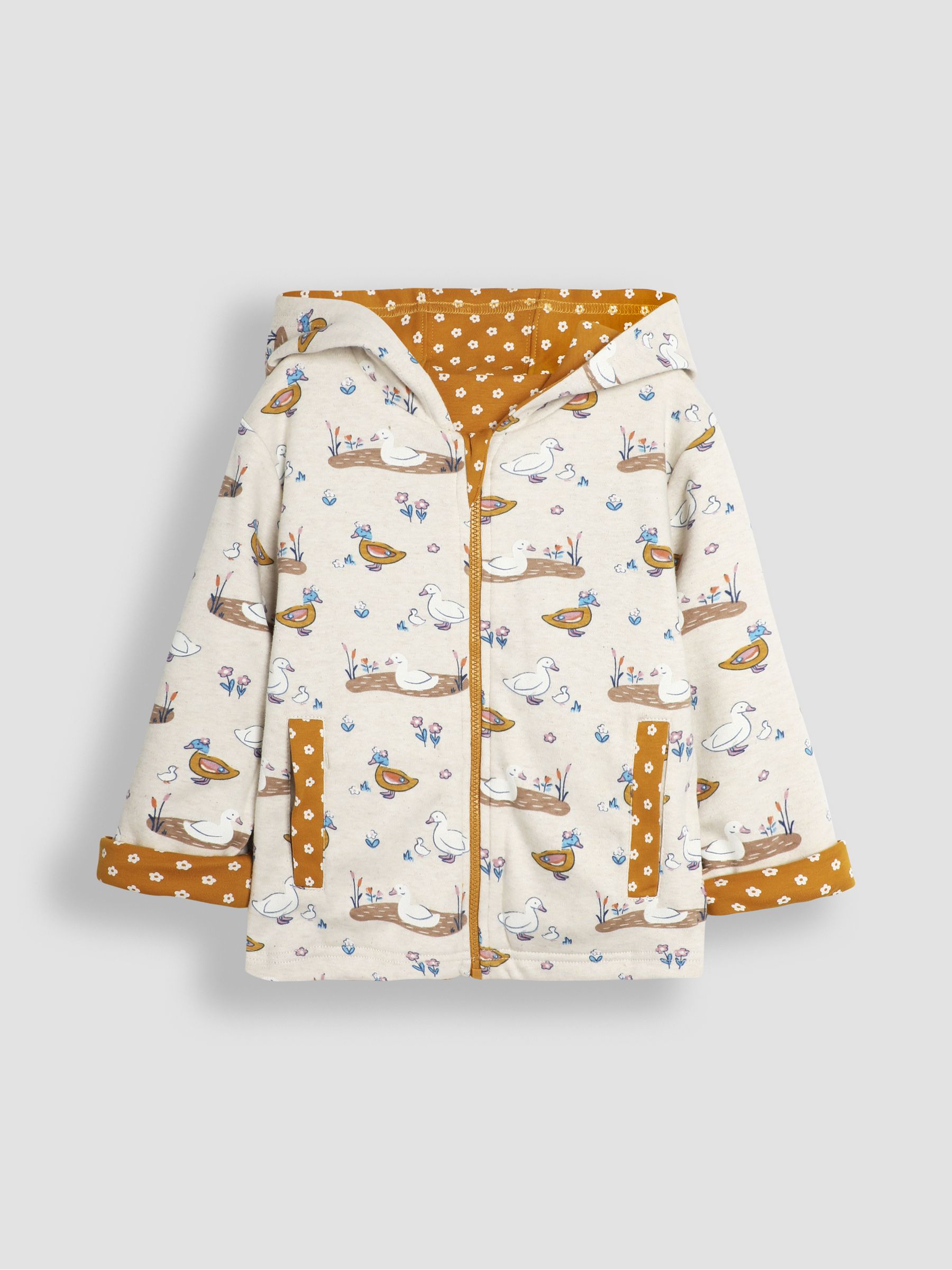 Mustard Yellow Duck Appliqué Reversible Hoodie - Image 4 of 8