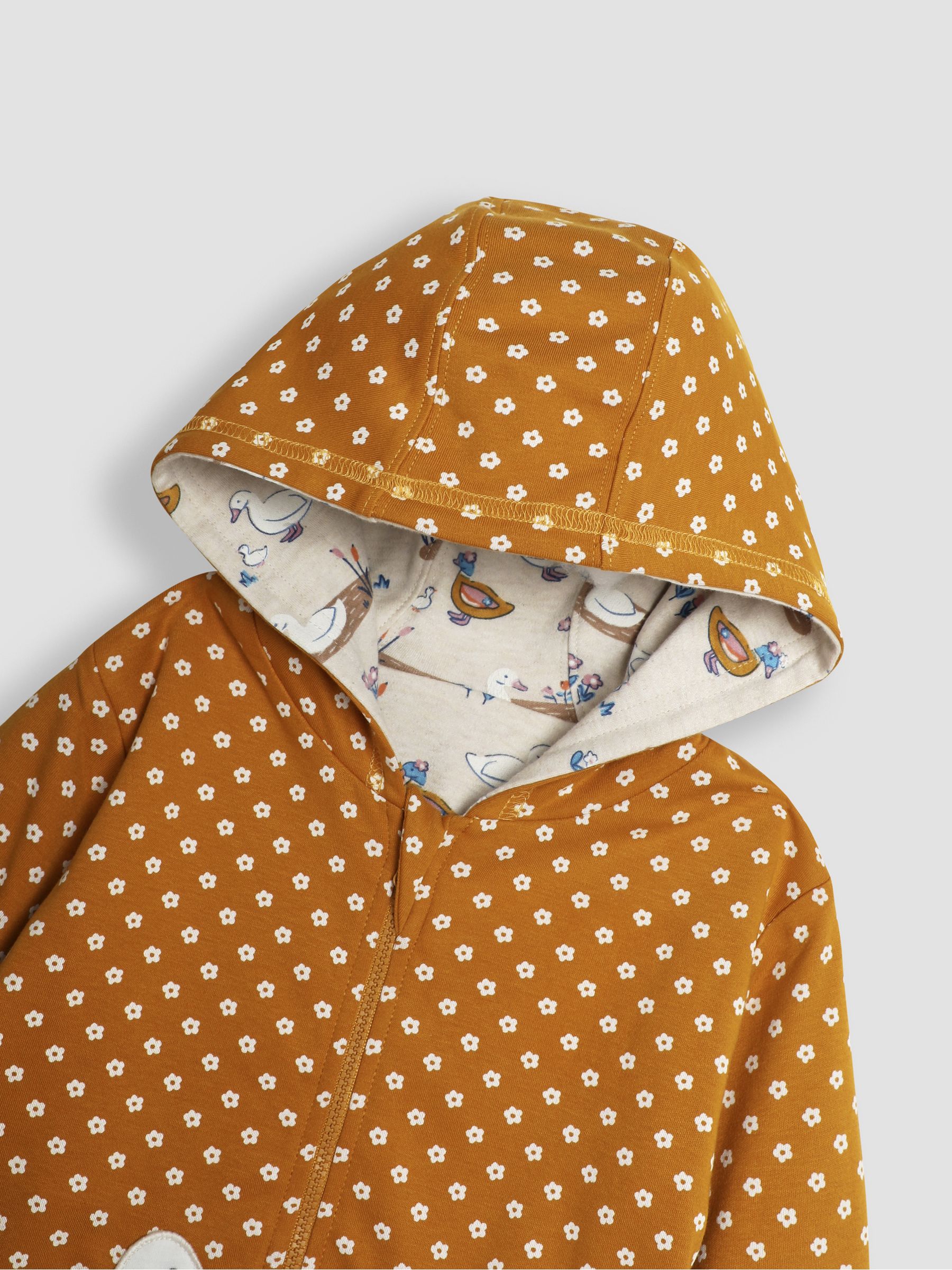 Mustard Yellow Duck Appliqué Reversible Hoodie - Image 6 of 8
