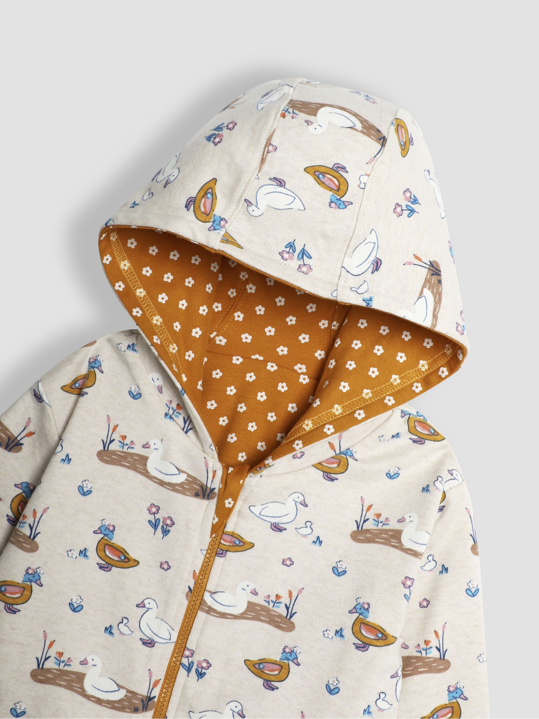 Mustard Yellow Duck Appliqué Reversible Hoodie - Image 7 of 8
