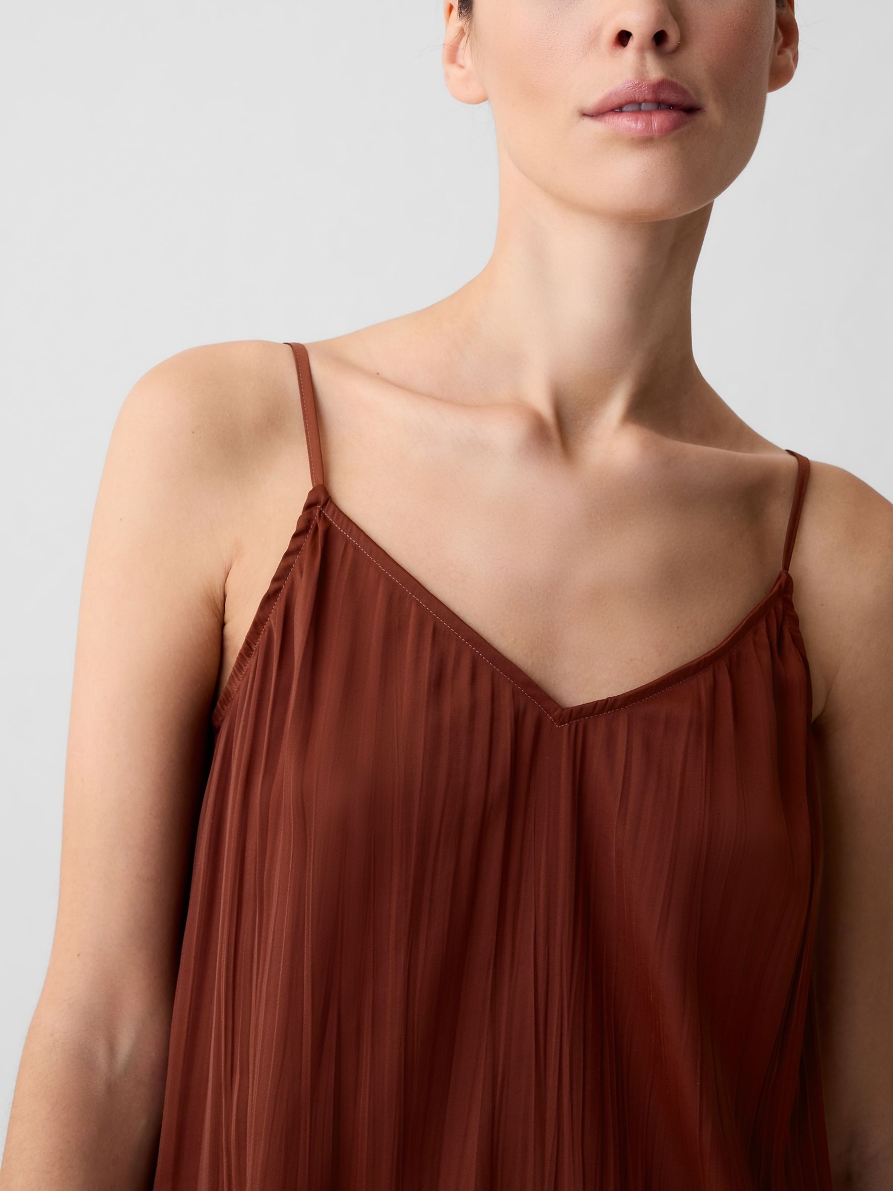 Brown Pleated Satin Camisole - Image 4 of 5