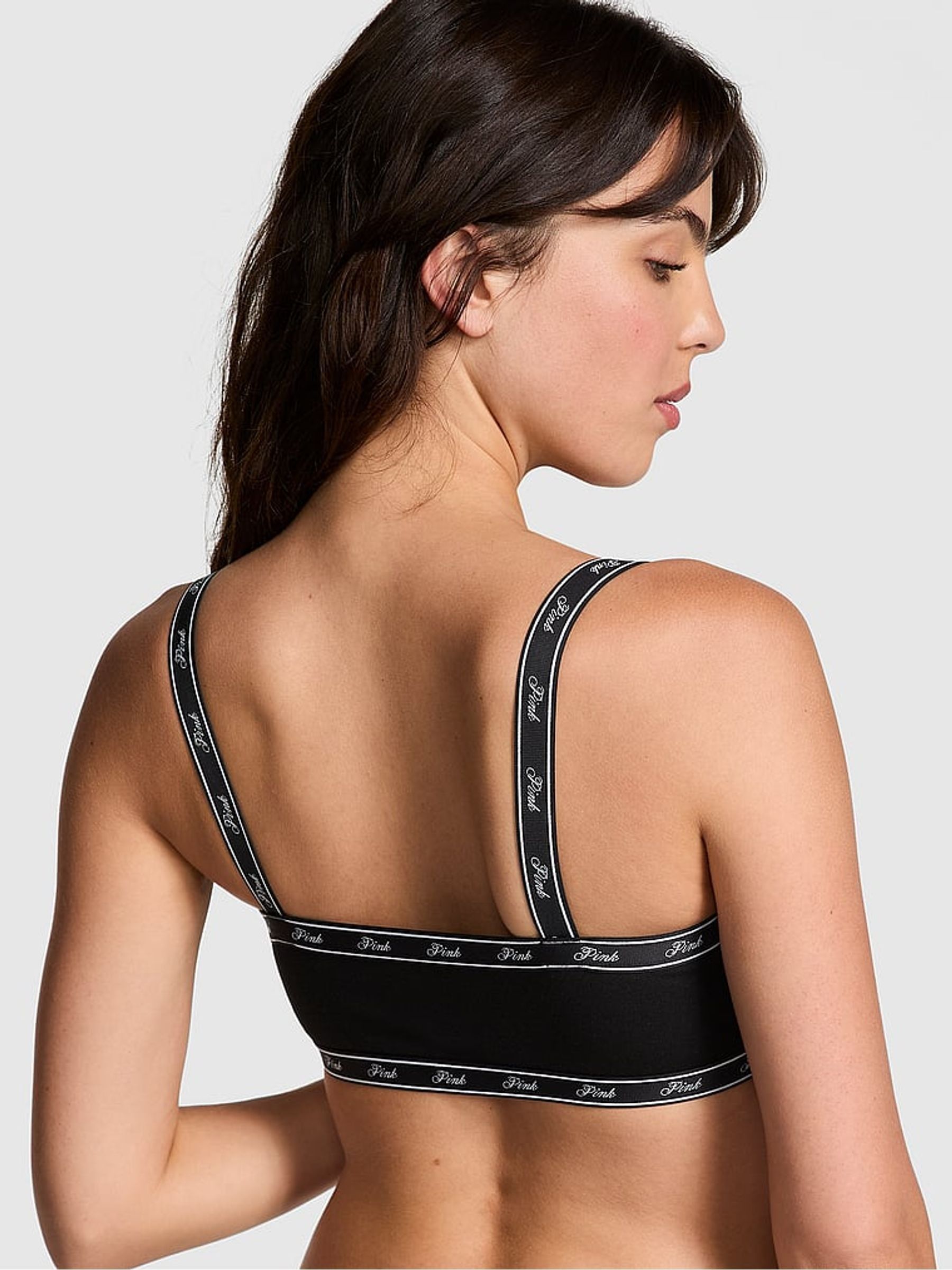 Black Cotton Logo Bralette - Image 2 of 3