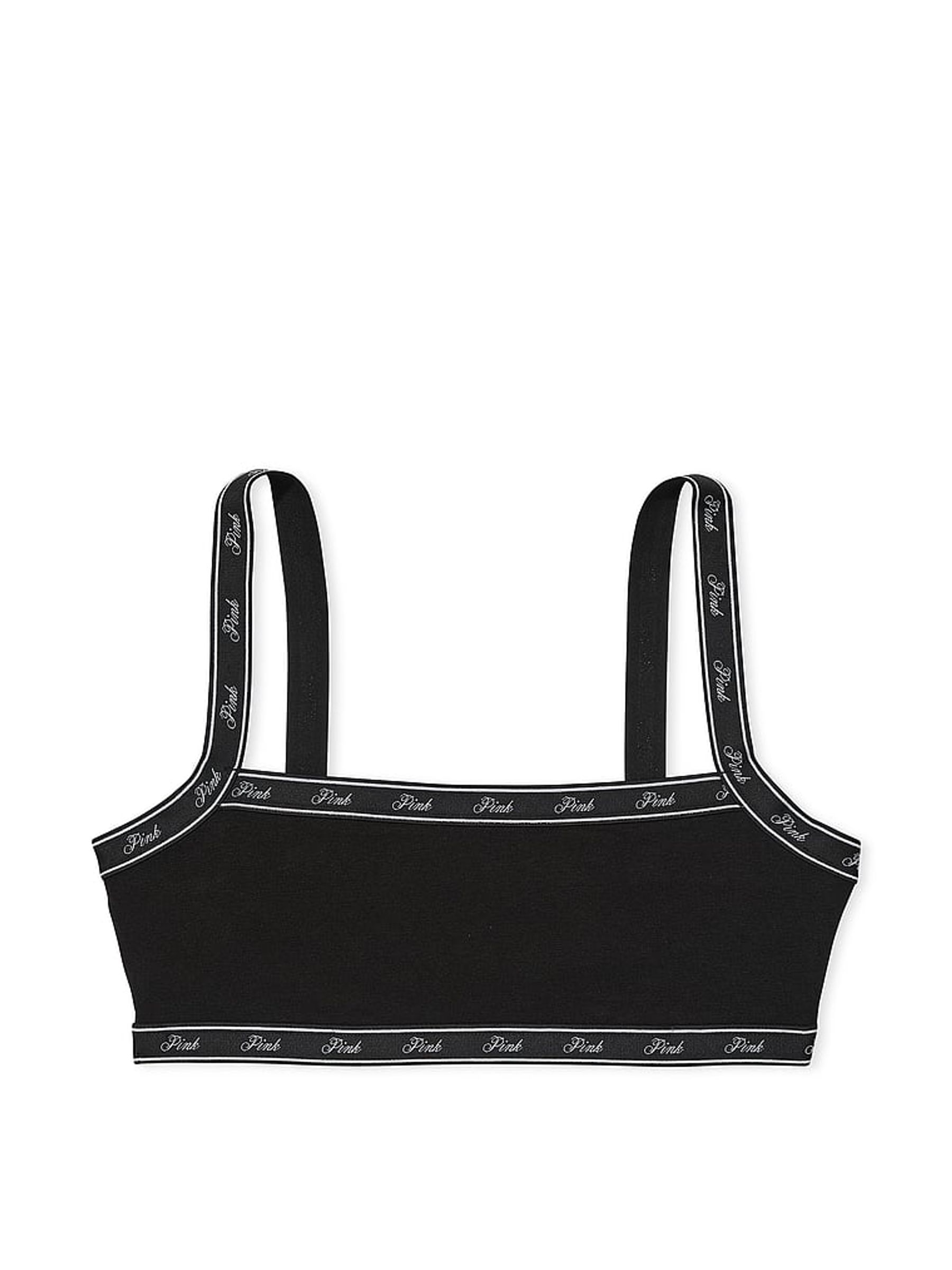 Black Cotton Logo Bralette - Image 3 of 3