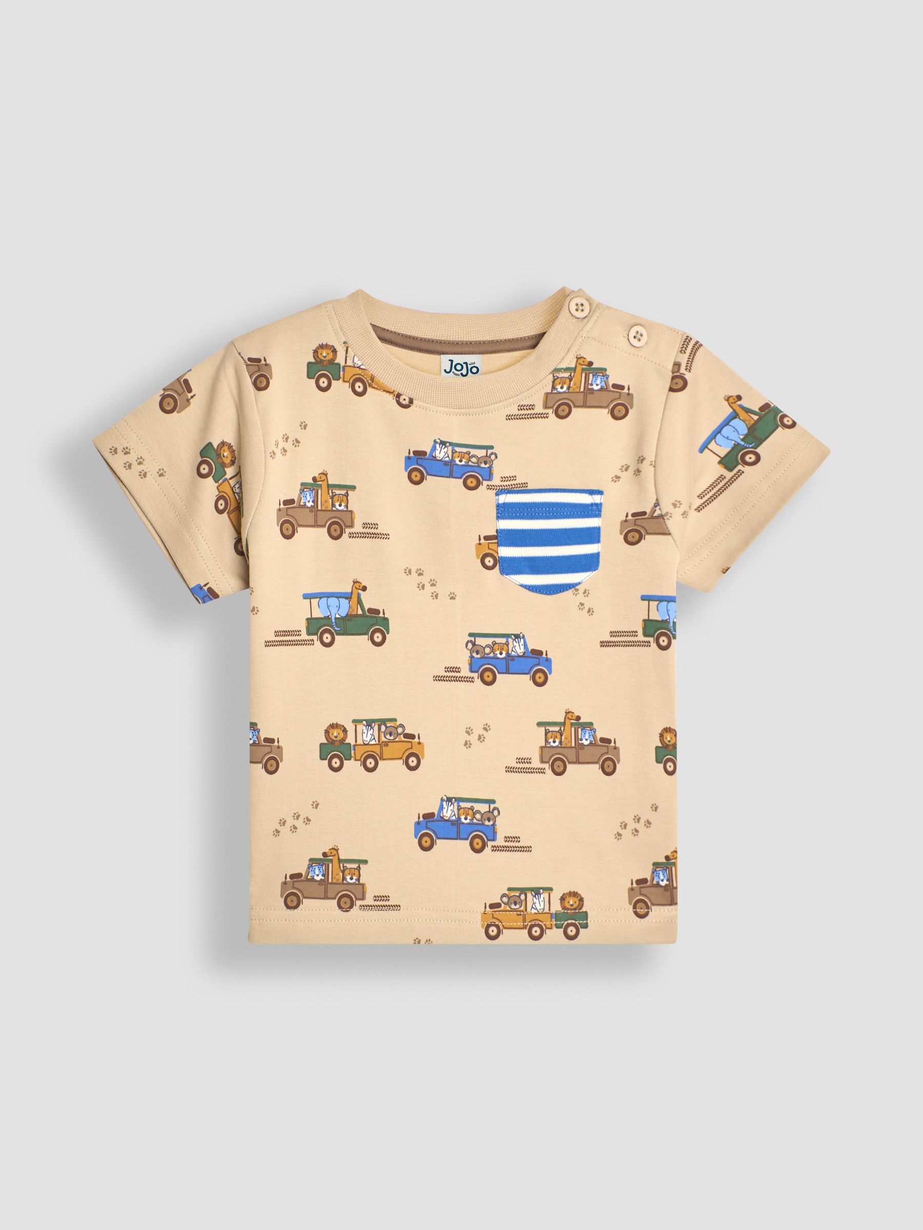 Mocha Safari Vehicles Print & Stripe 2-Pack Pocket T-Shirts - Image 2 of 6