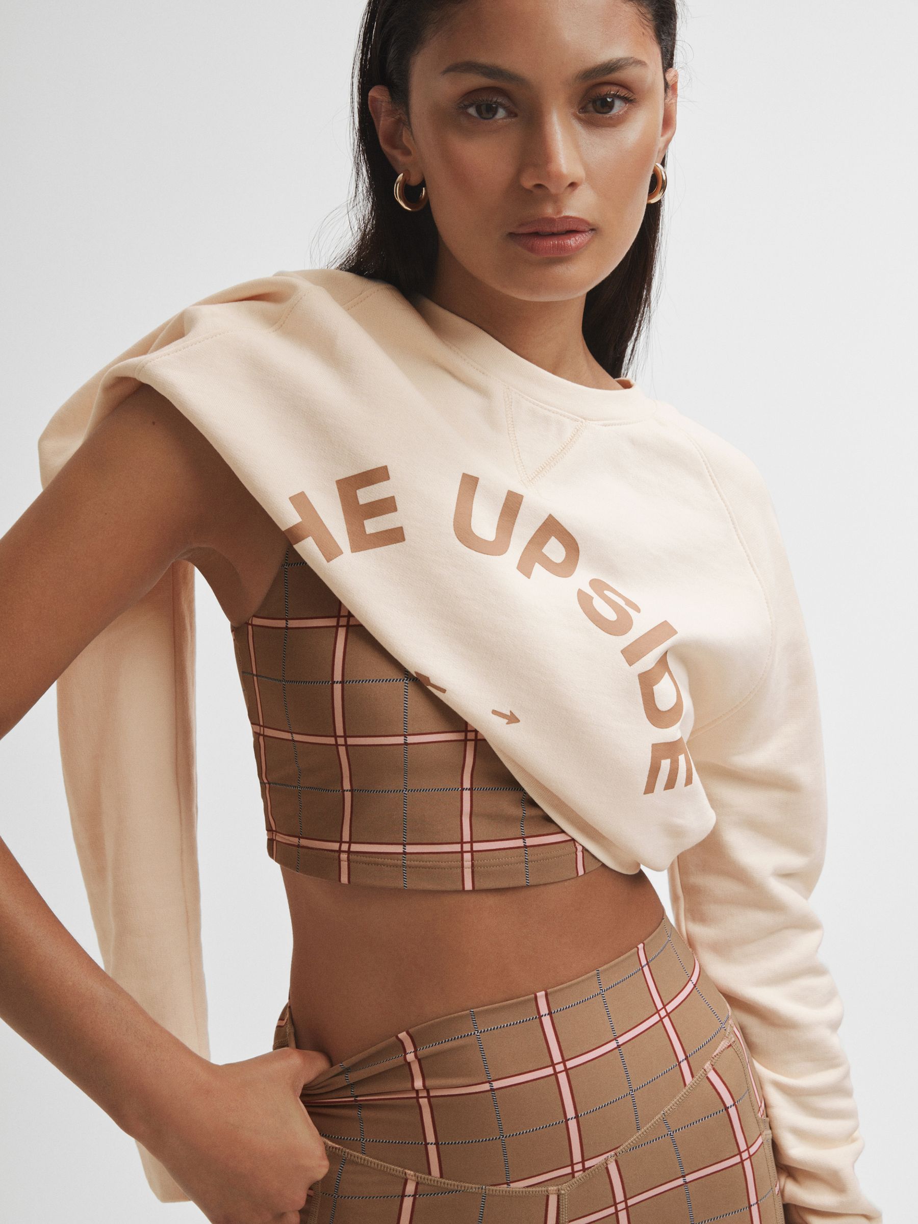 The Upside Relaxed Cotton Crew Neck Sweatshirt in Cream - Image 3 of 6