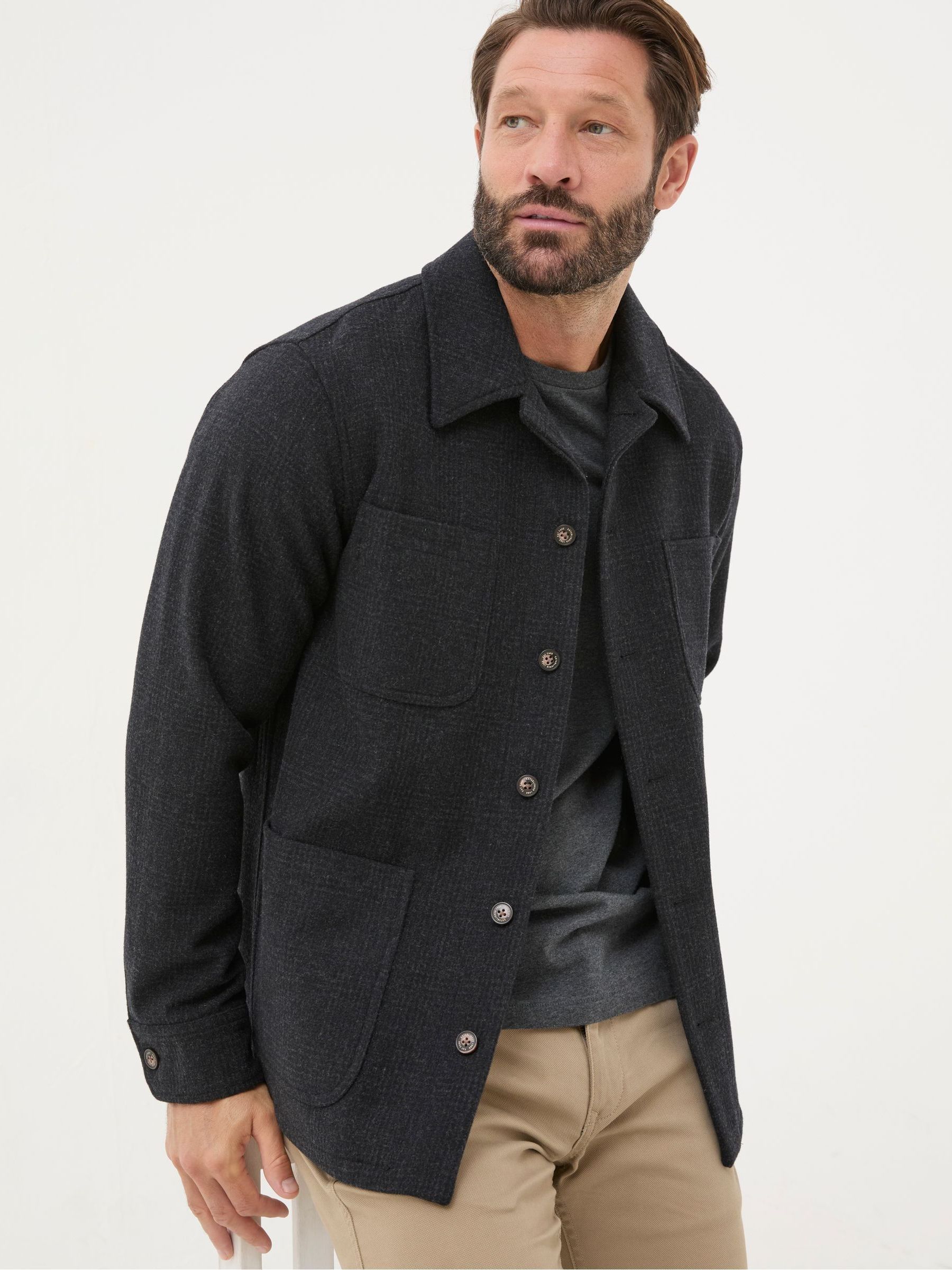 Dark Grey Wool Check Worker Jacket - Image 2 of 7