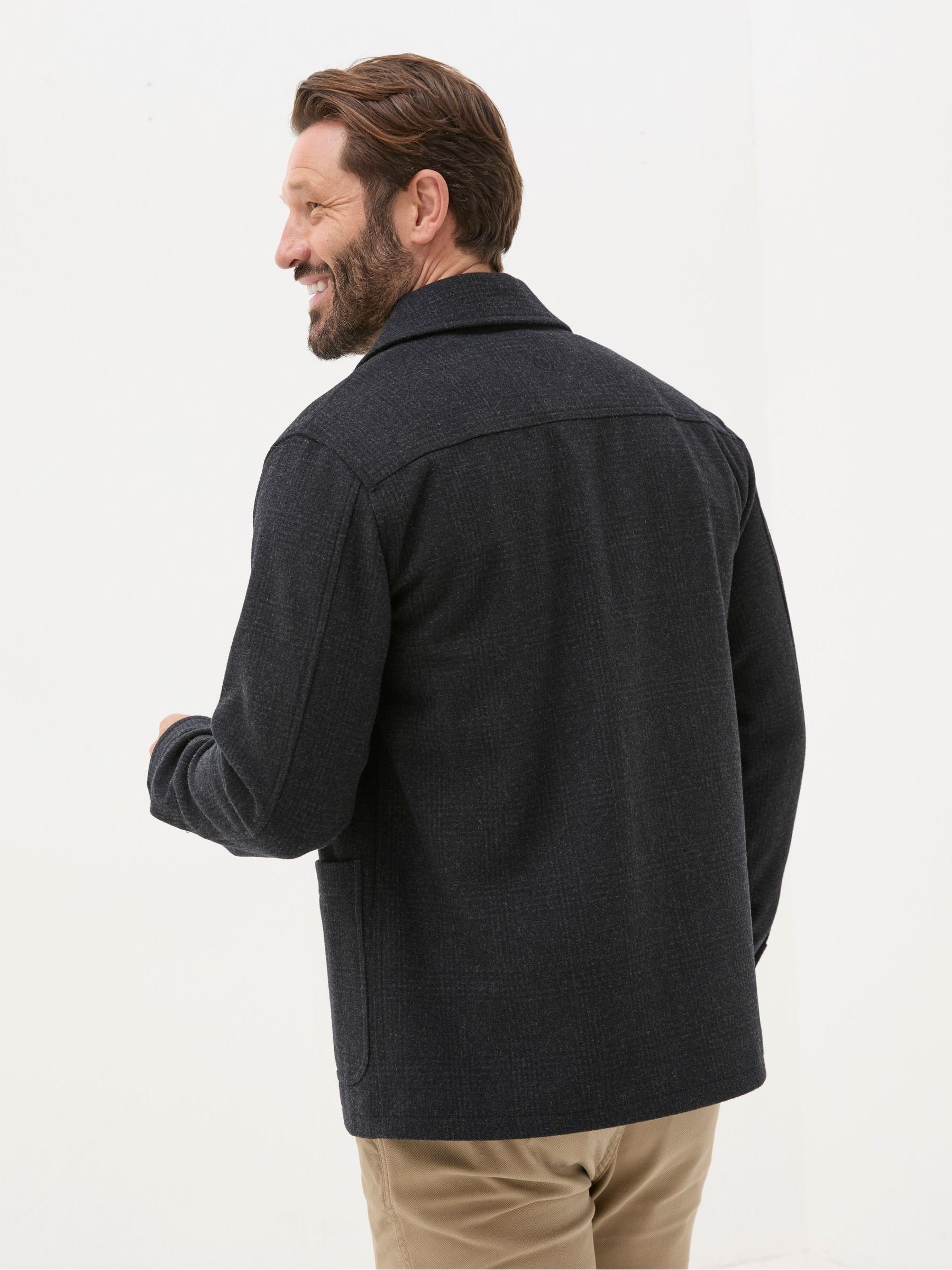 Dark Grey Wool Check Worker Jacket - Image 3 of 7