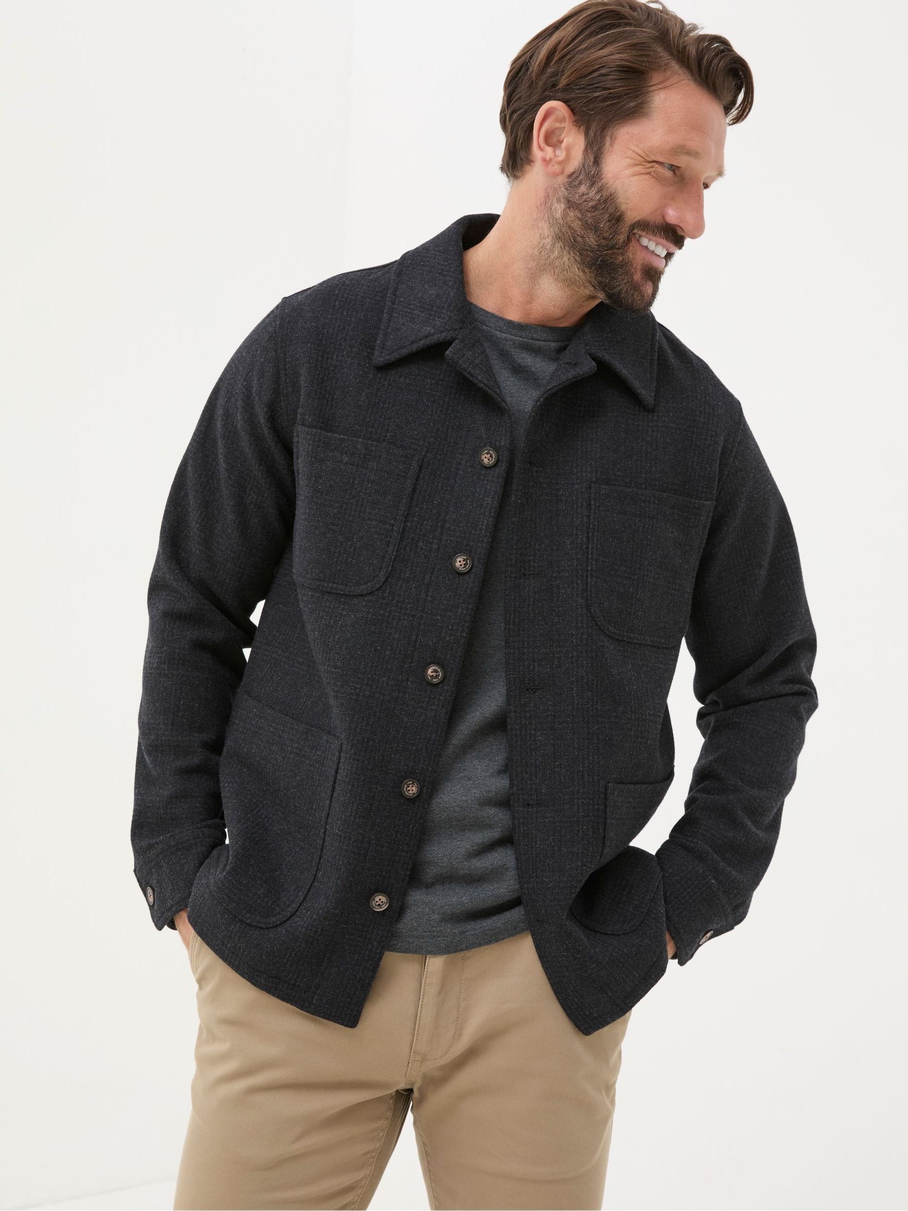 Dark Grey Wool Check Worker Jacket - Image 4 of 7