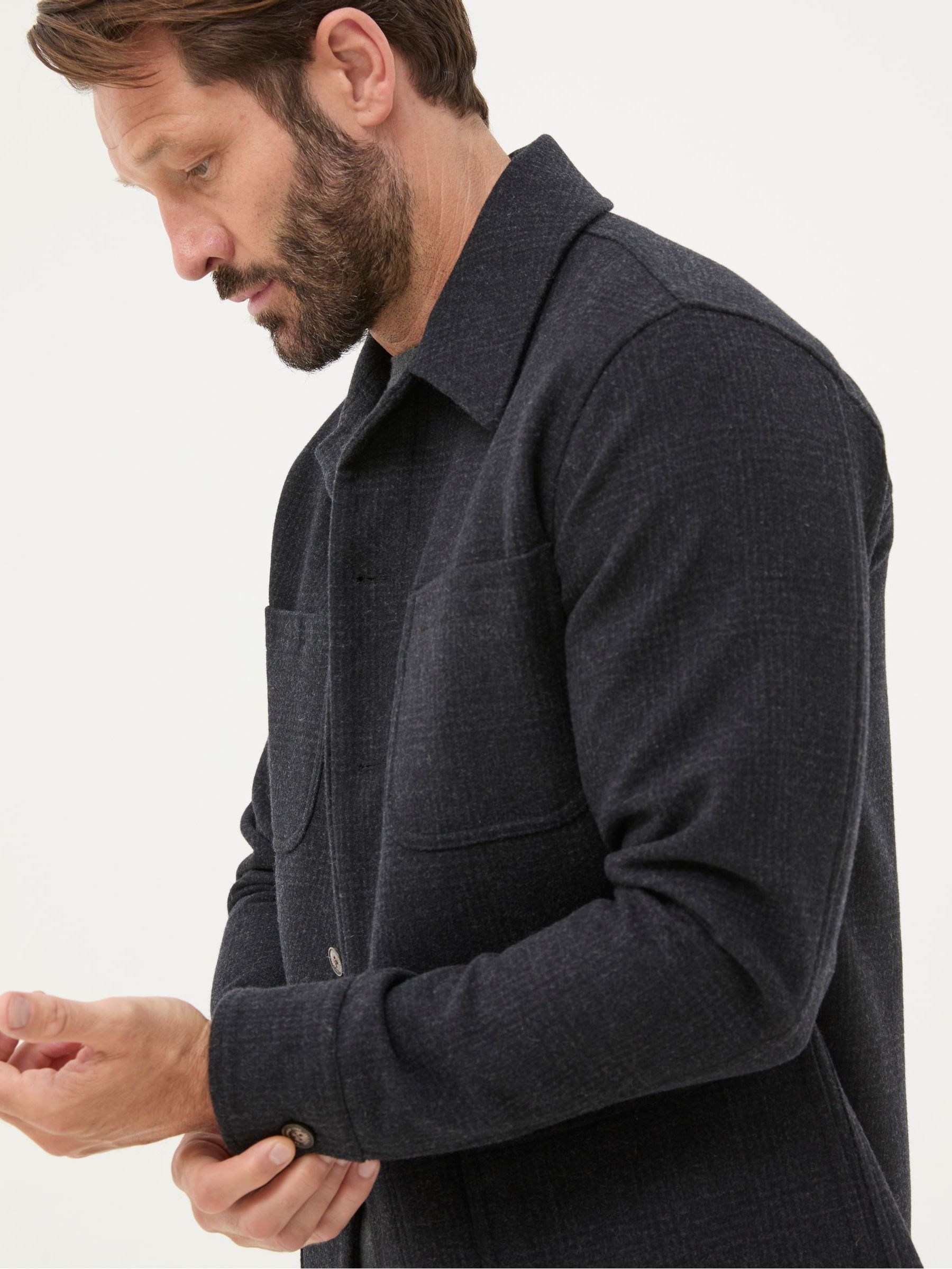 Dark Grey Wool Check Worker Jacket - Image 6 of 7