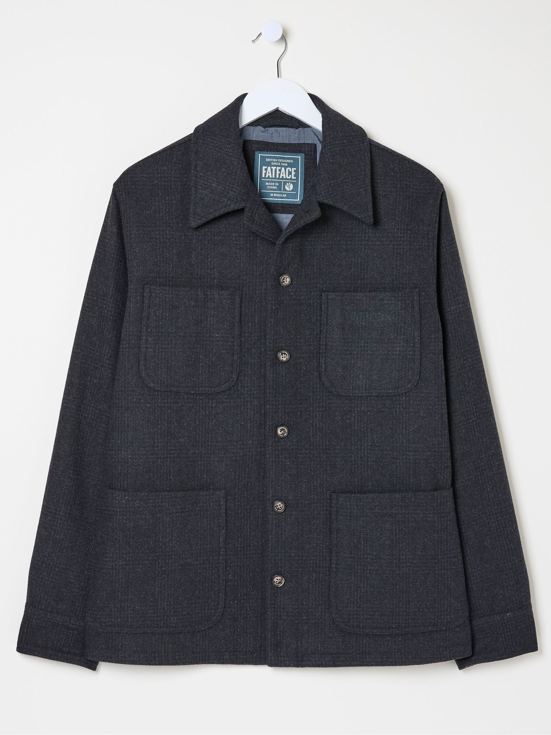 Dark Grey Wool Check Worker Jacket - Image 7 of 7