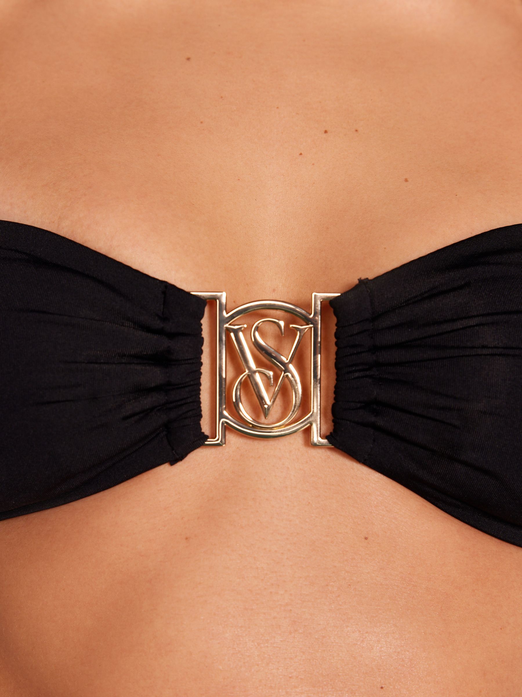 Black Logo Hardware Bandeau Bikini Top - Image 4 of 5