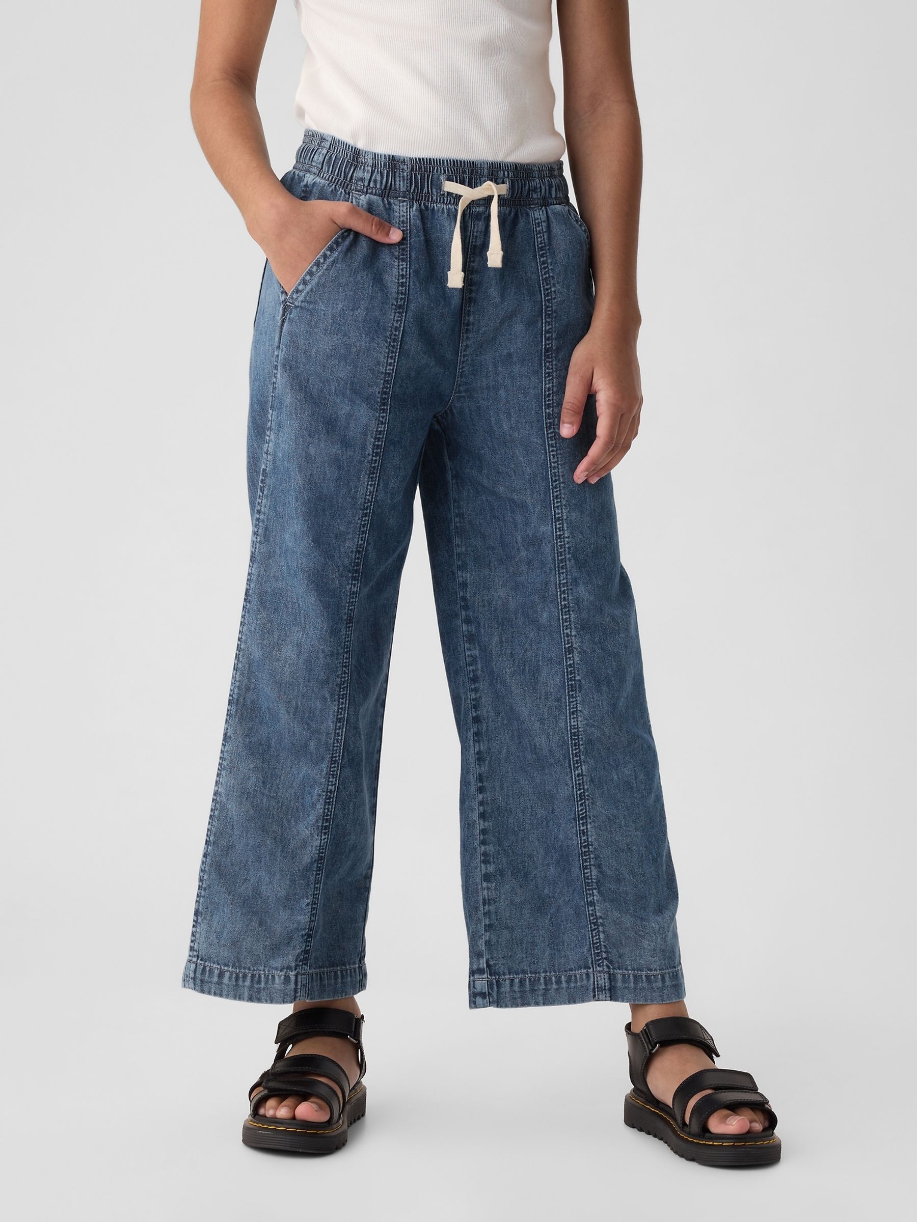Blue Pull On Wide Leg Jeans (4-13yrs) - Image 2 of 6