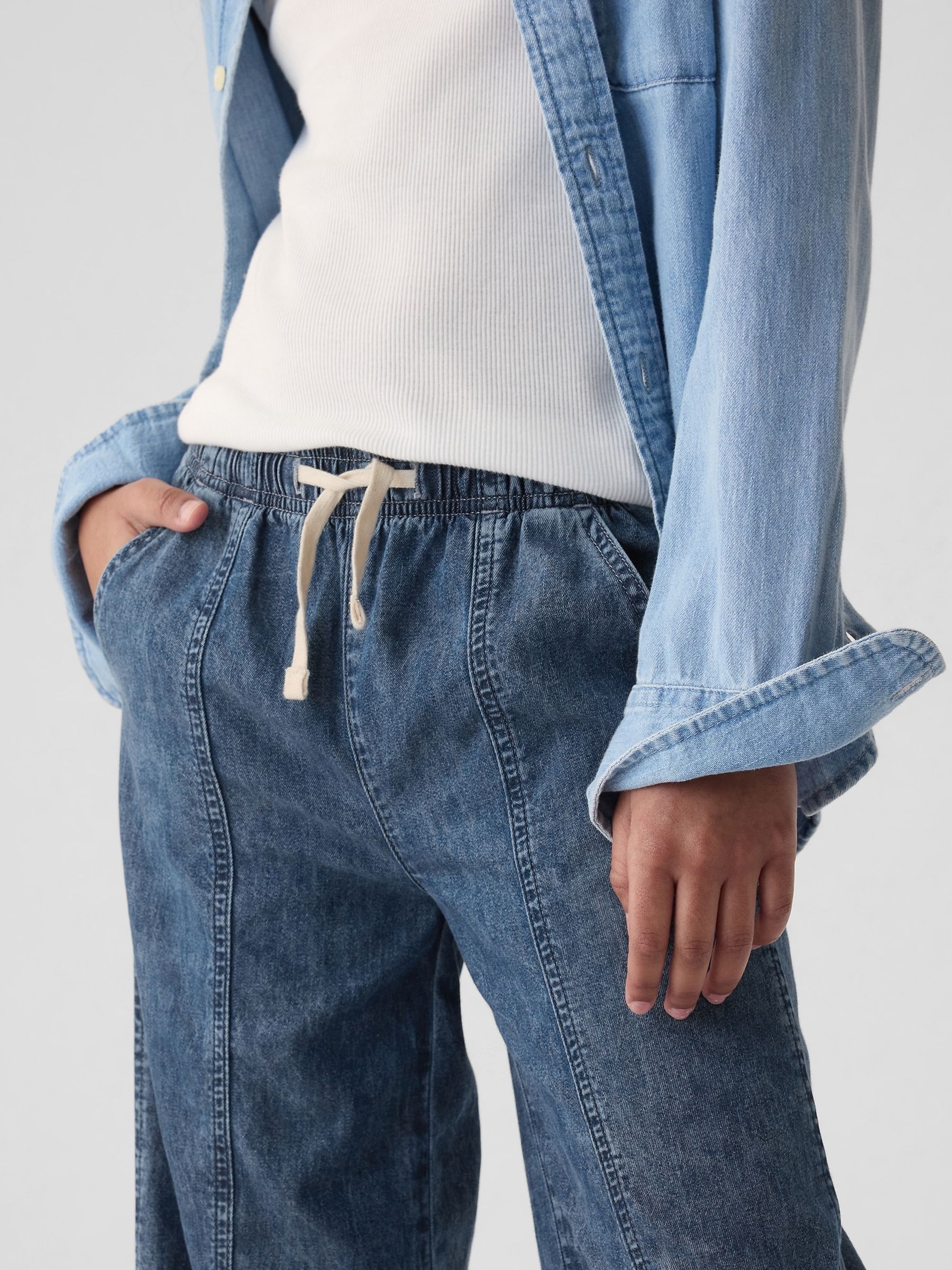 Blue Pull On Wide Leg Jeans (4-13yrs) - Image 4 of 6