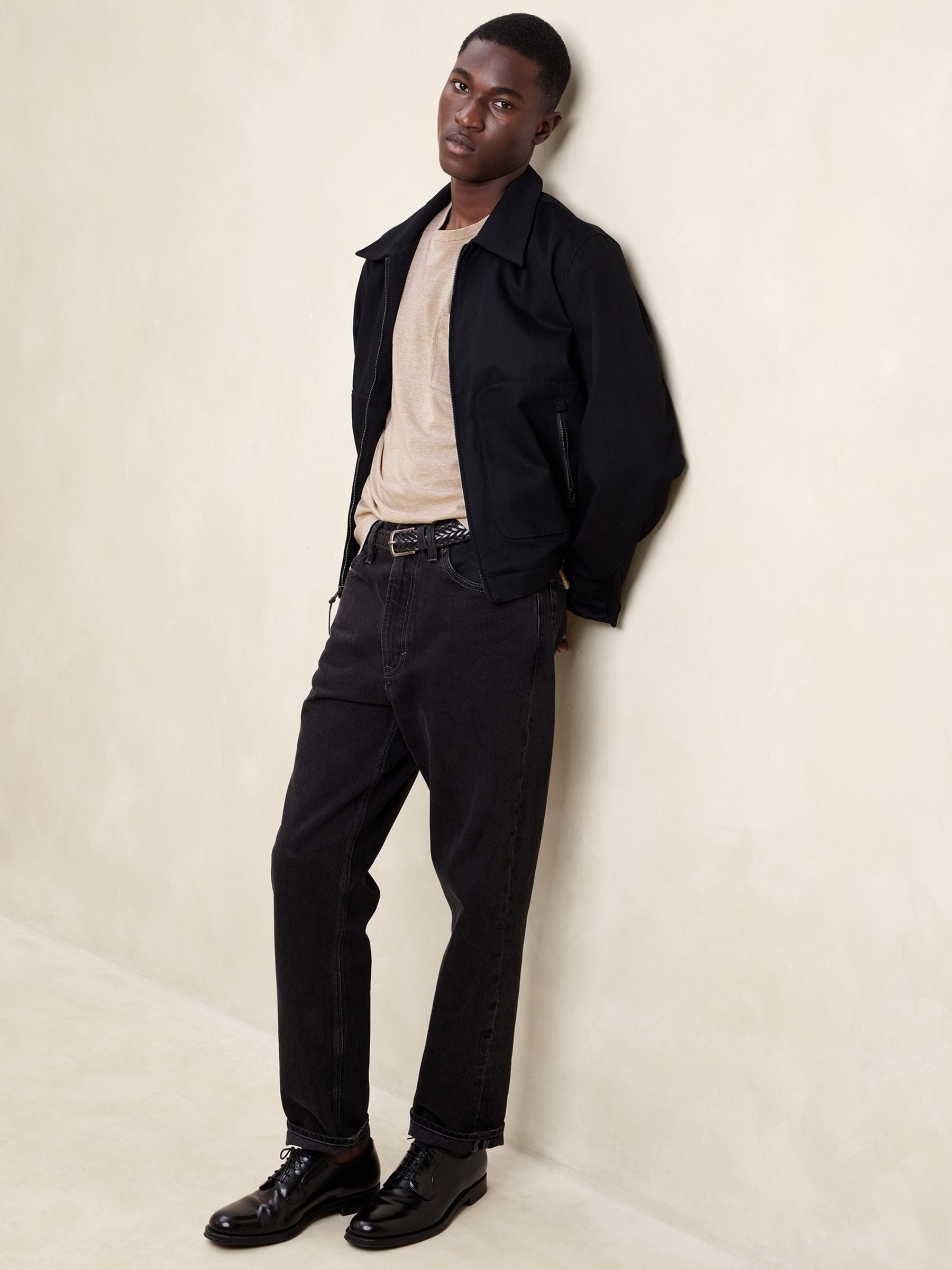 Banana Republic Beige Linen-Cotton Crew Neck T-Shirt - Image 1 of 1