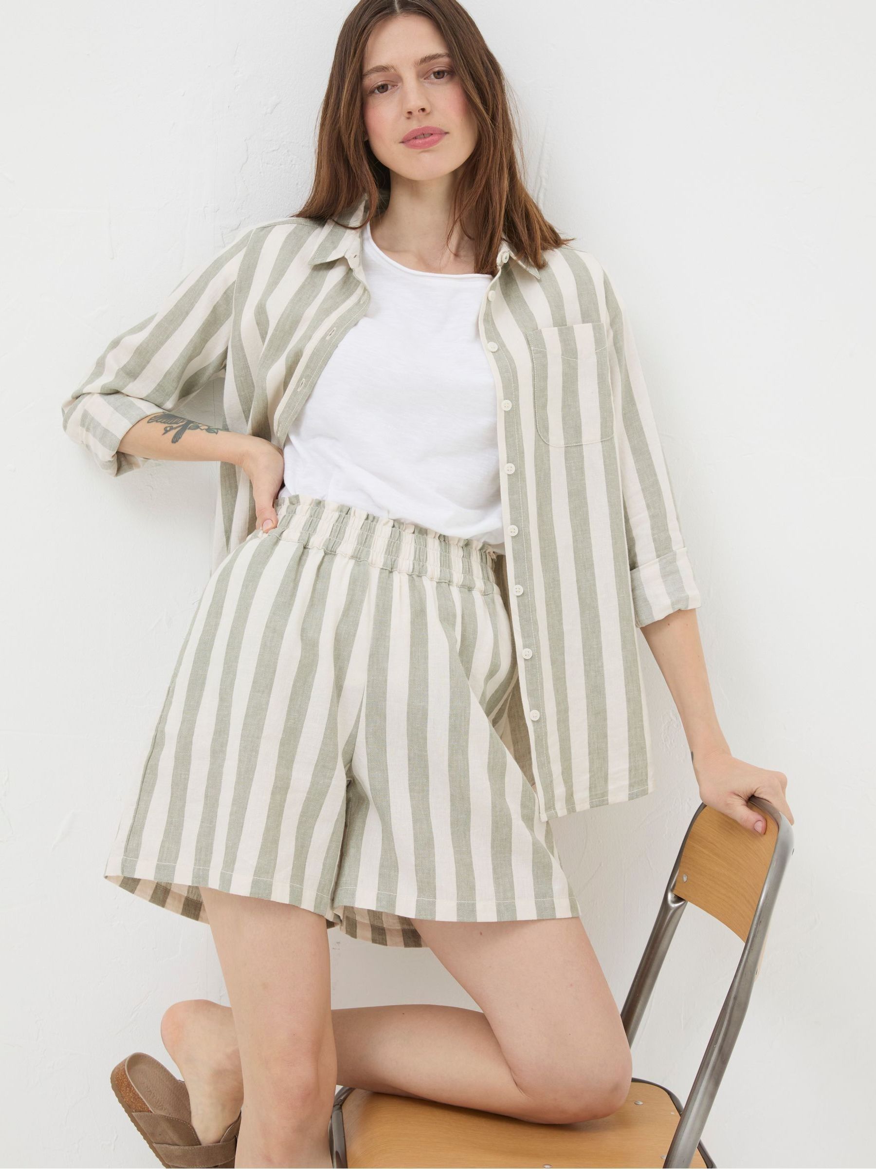 Stripe Linen Blend Shorts