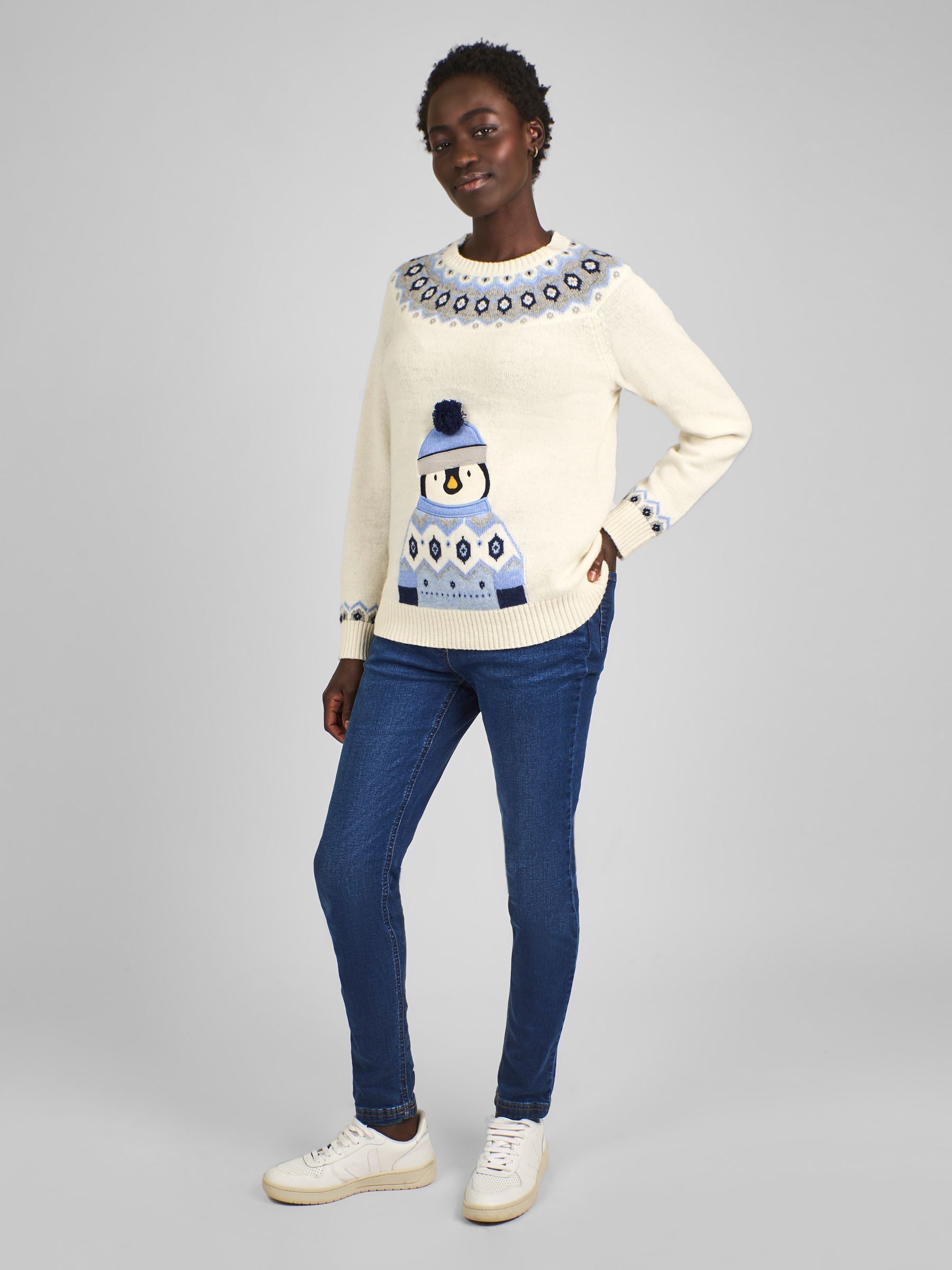 Ecru Christmas Penguin Fair Isle Pattern Jumper - Image 3 of 4