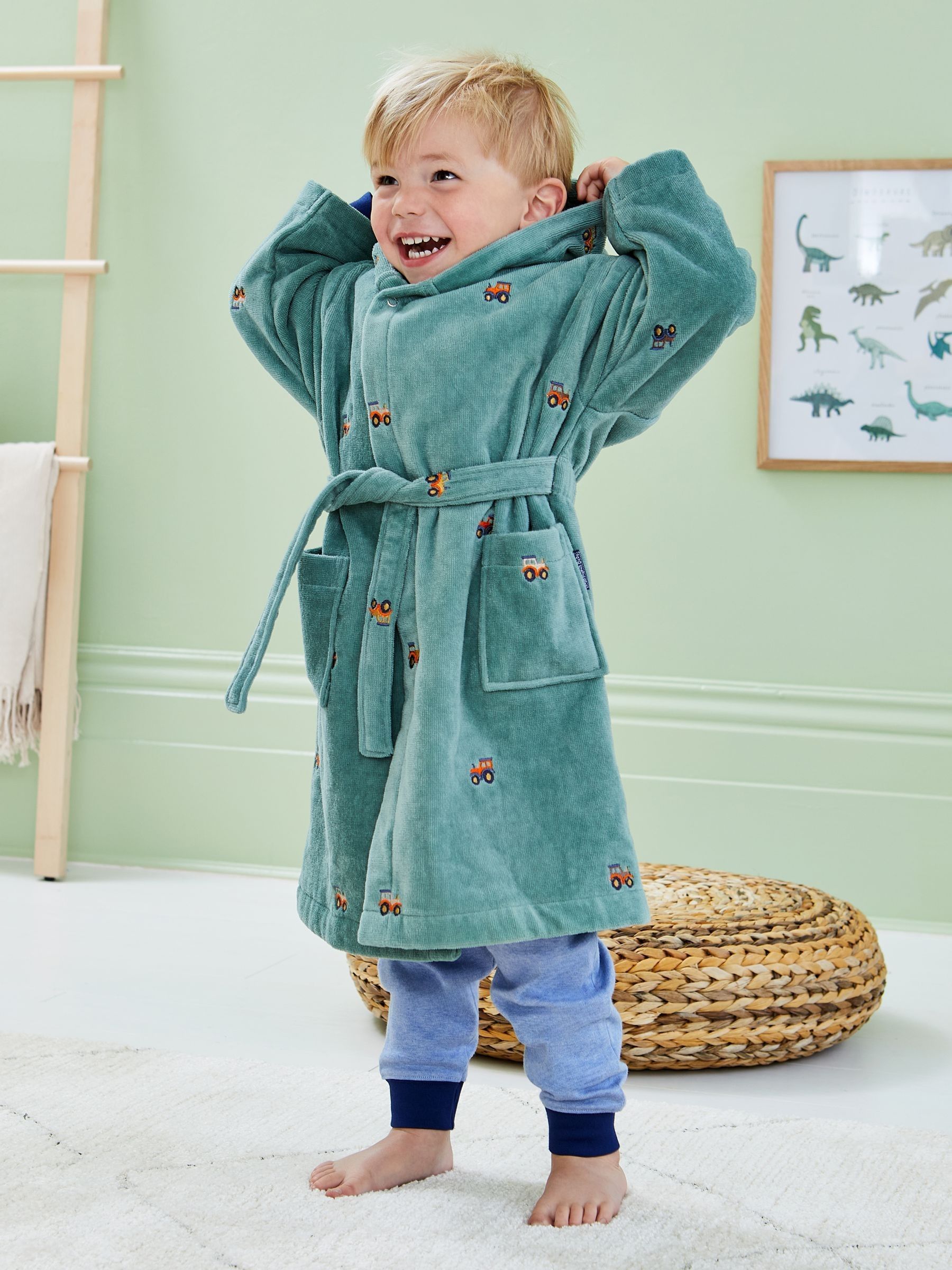 Khaki Tractor Embroidered Towelling Robe - Image 2 of 5