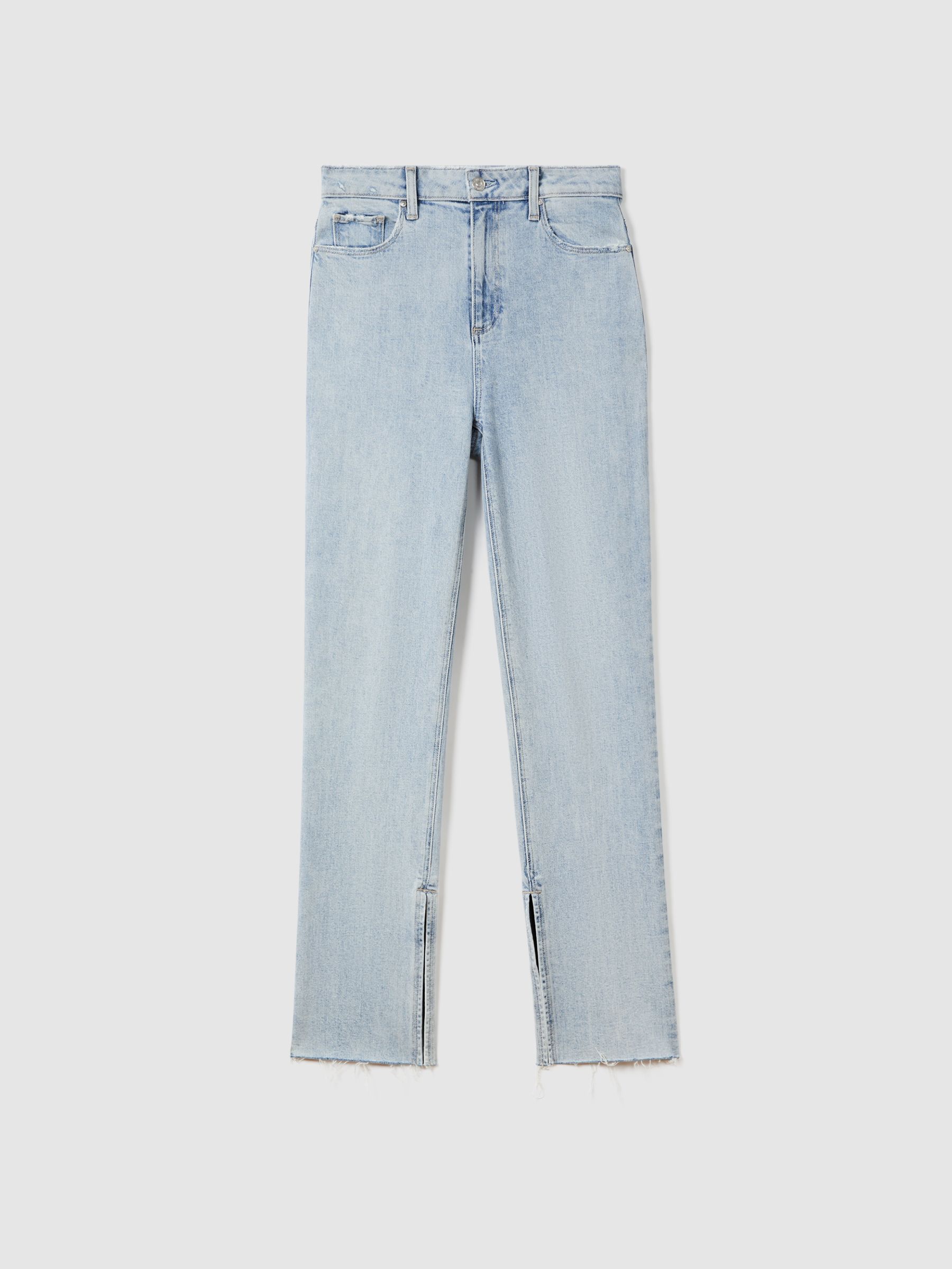 Paige Straight Leg Split Hem Jeans in Gianna Blue - Image 2 of 6
