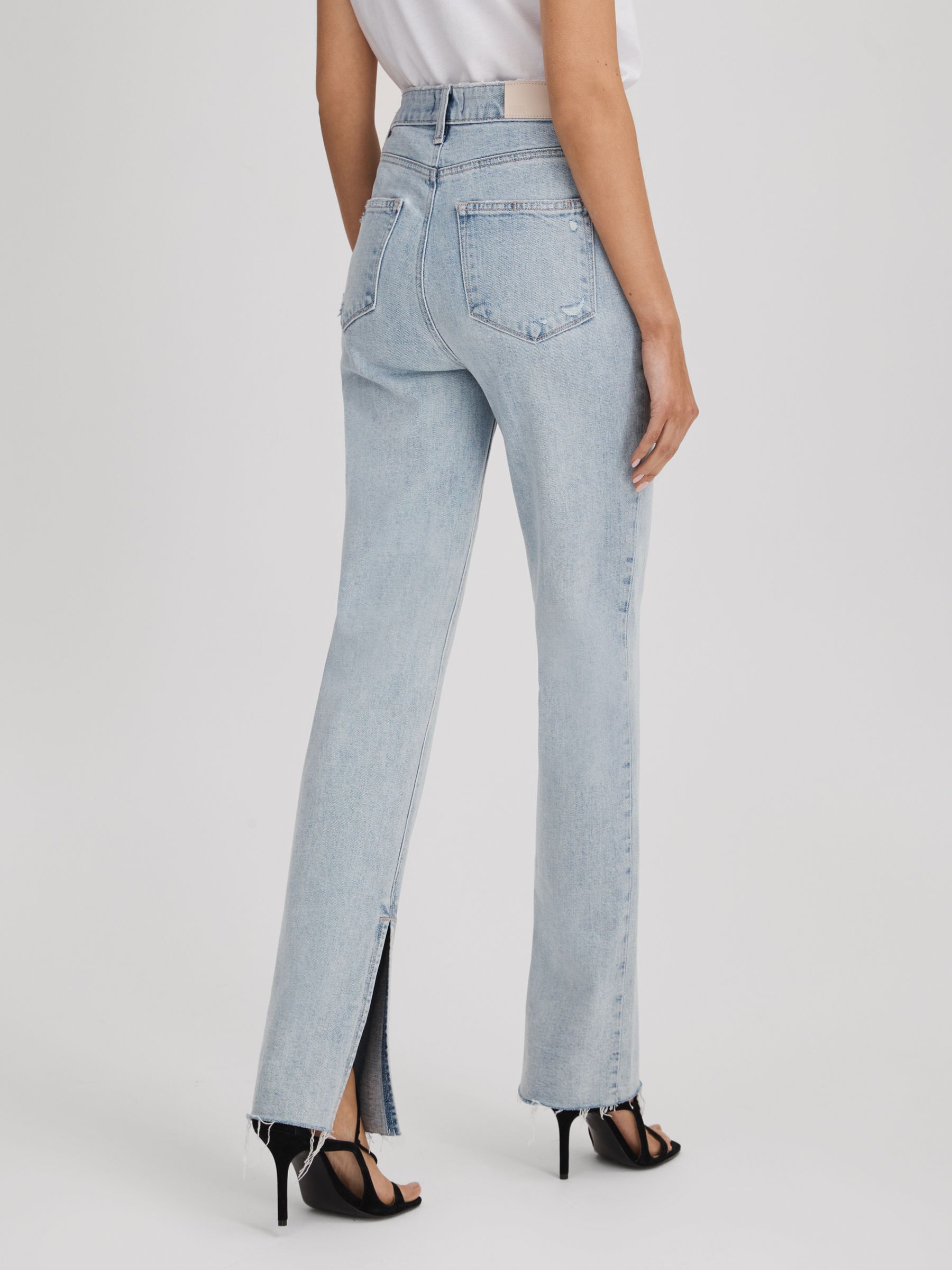 Paige Straight Leg Split Hem Jeans in Gianna Blue - Image 5 of 6