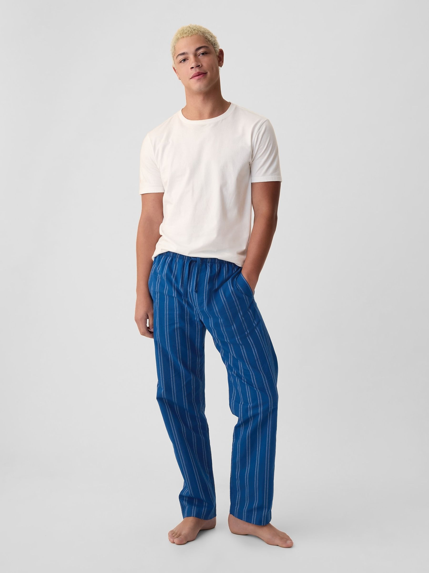 Blue Soft Cotton Woven Pyjama Bottoms - Image 1 of 3