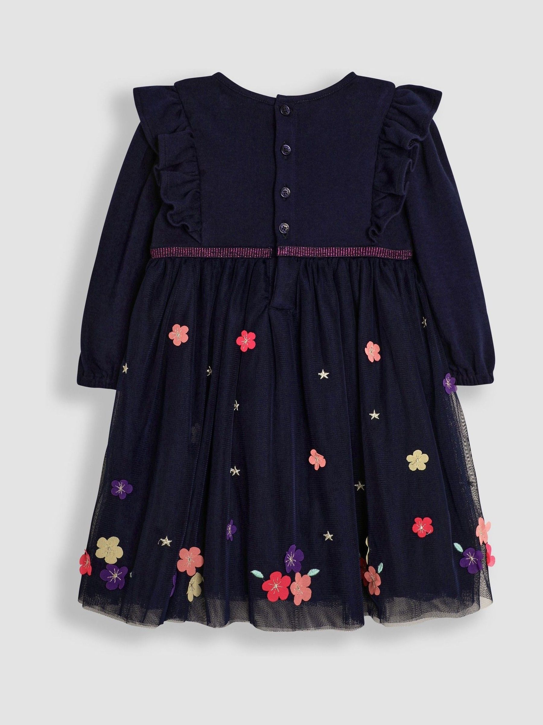 Navy Blue Unicorn Appliqué Tulle Party Dress - Image 2 of 3