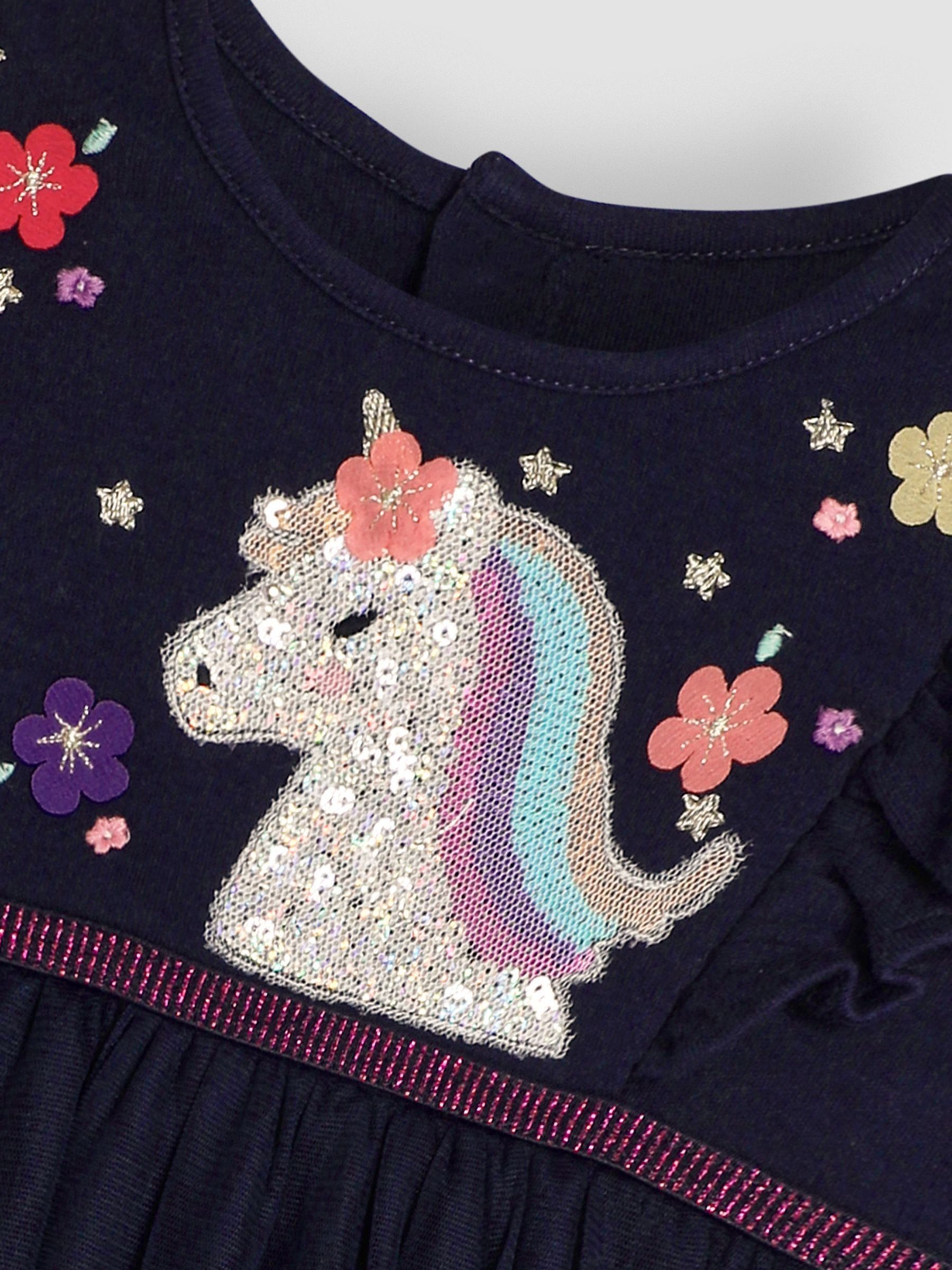 Navy Blue Unicorn Appliqué Tulle Party Dress - Image 3 of 3