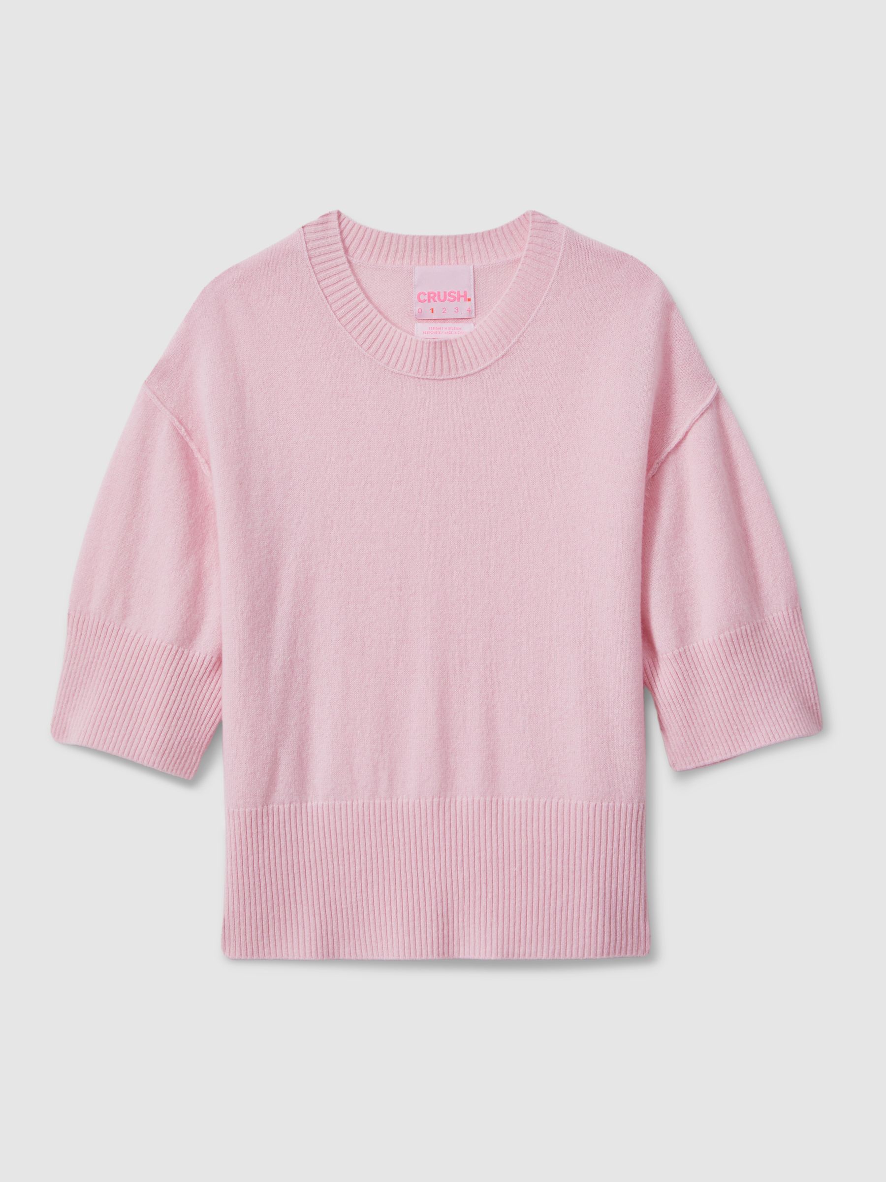 CRUSH Collection Cashmere Oversized T-Shirt in Pink - Image 2 of 5