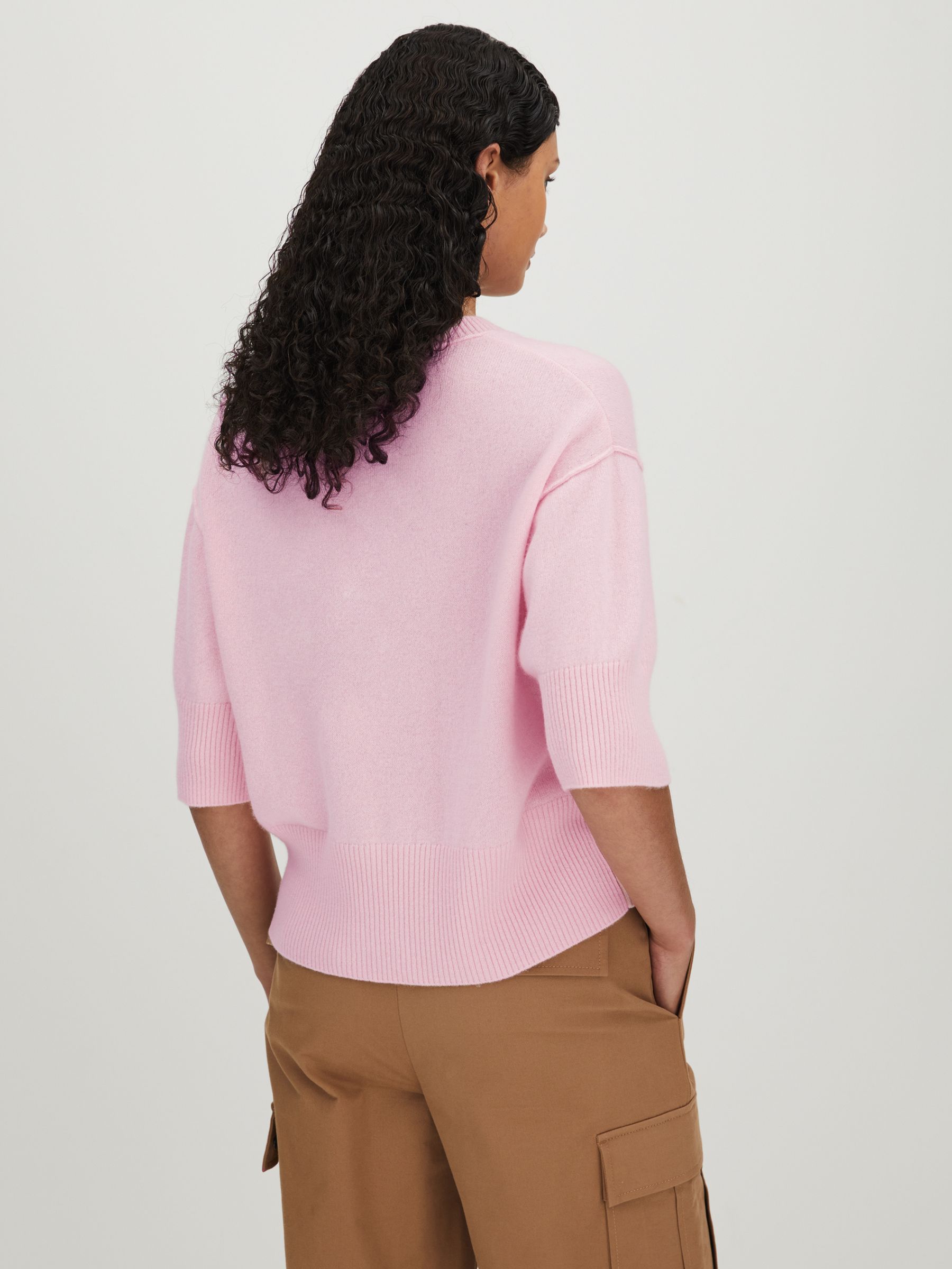 CRUSH Collection Cashmere Oversized T-Shirt in Pink - Image 4 of 5