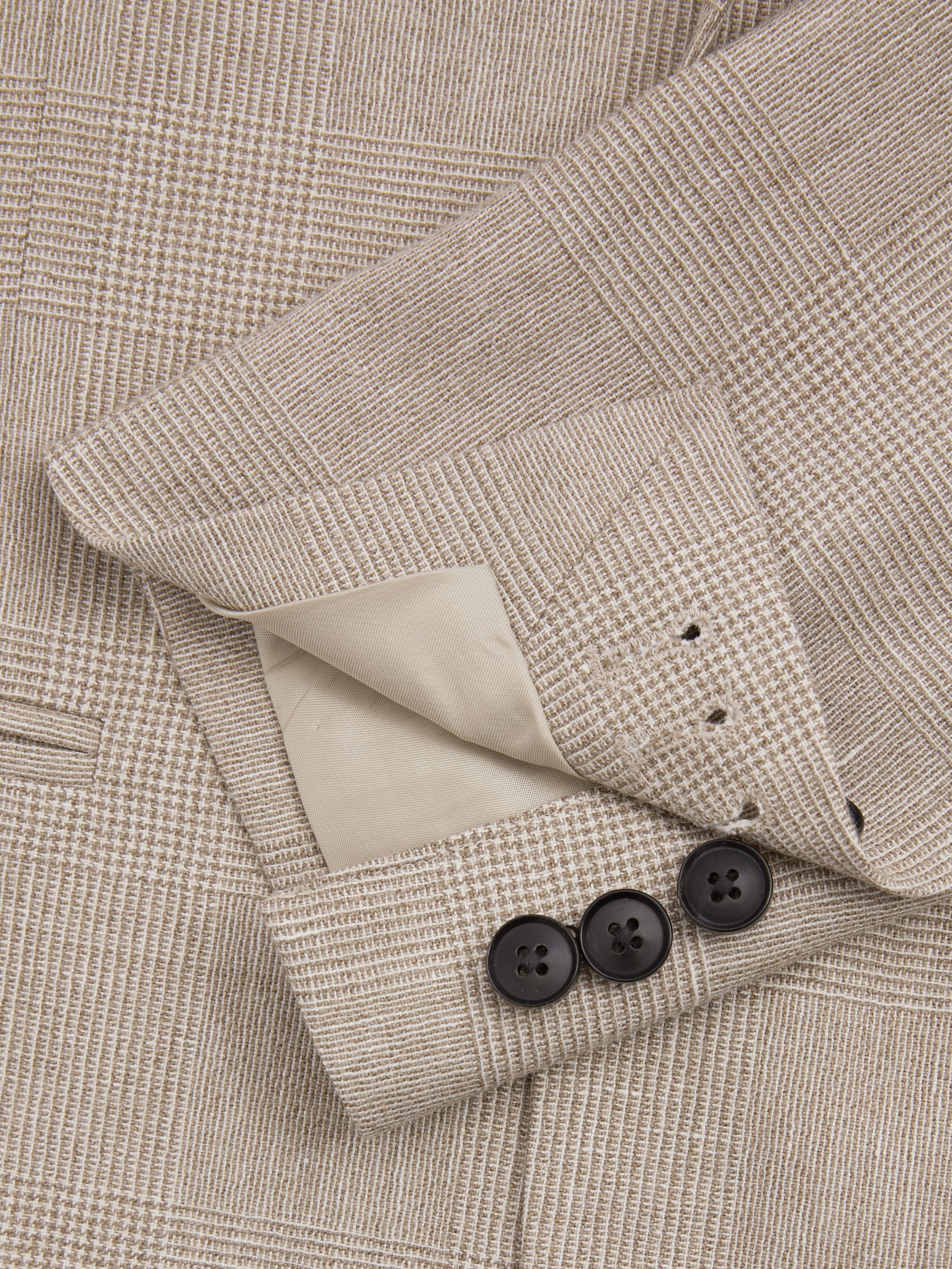 Checked Single Breasted Blazer in Wool-Linen in Oatmeal - Image 6 of 7