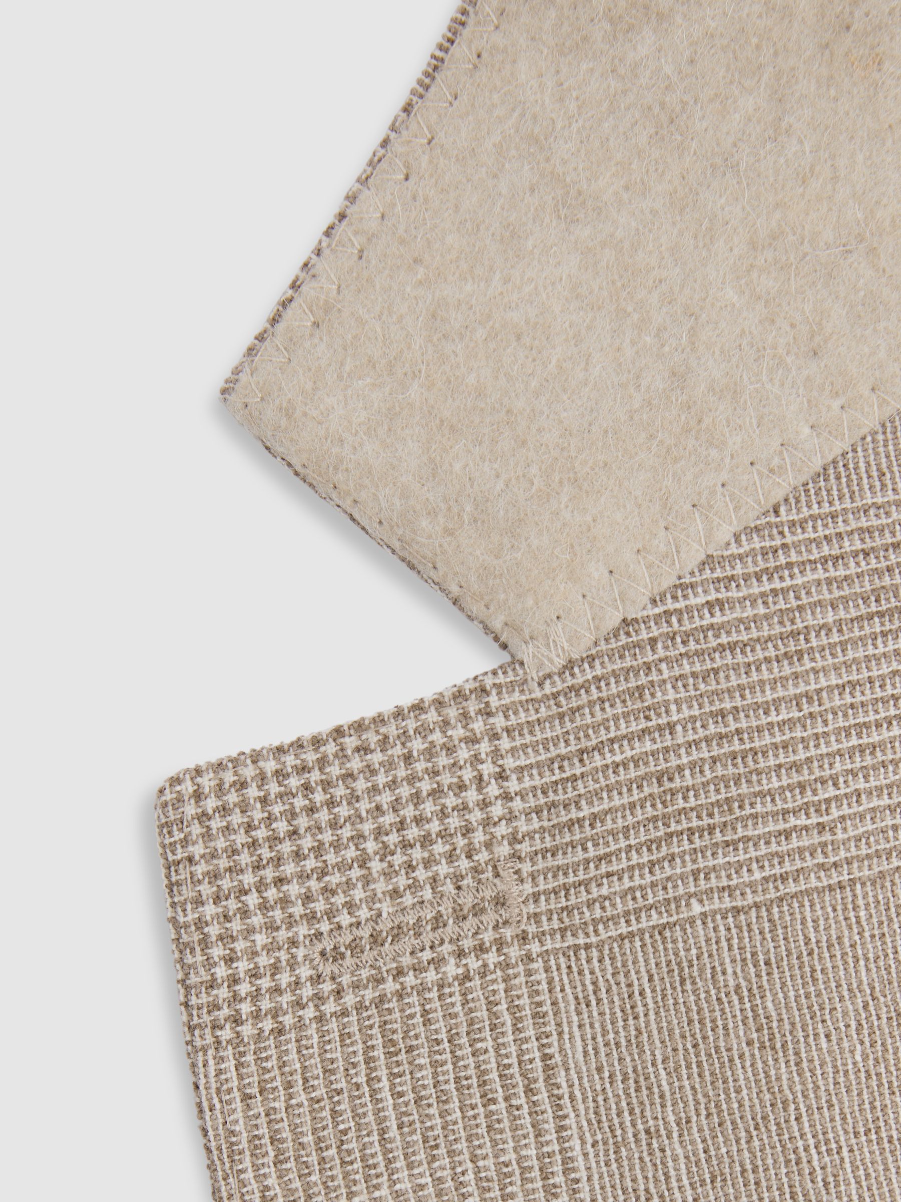 Checked Single Breasted Blazer in Wool-Linen in Oatmeal - Image 7 of 7