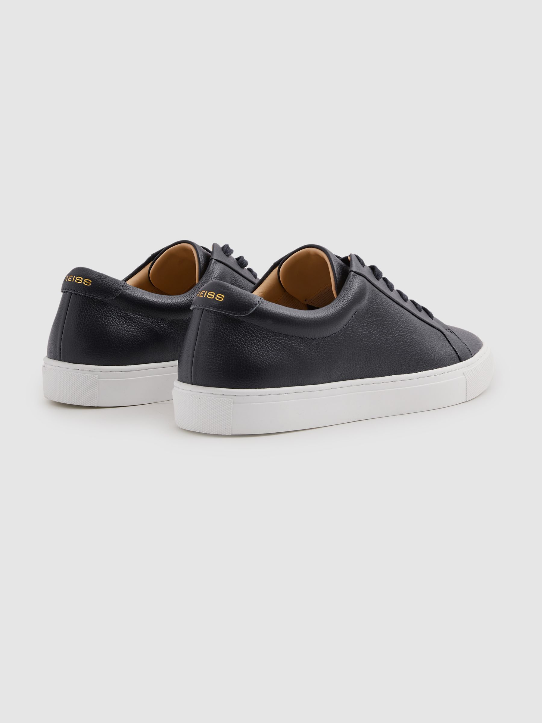 Grained Leather Trainers in Dark Navy - Image 4 of 5