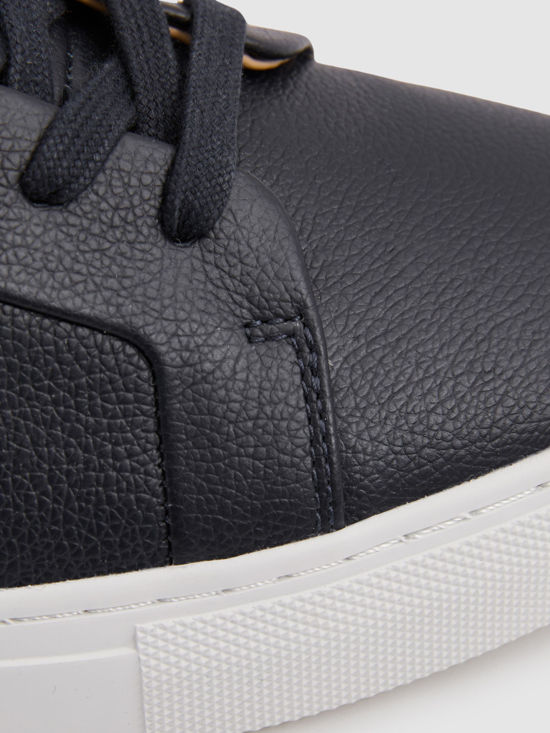 Grained Leather Trainers in Dark Navy - Image 5 of 5