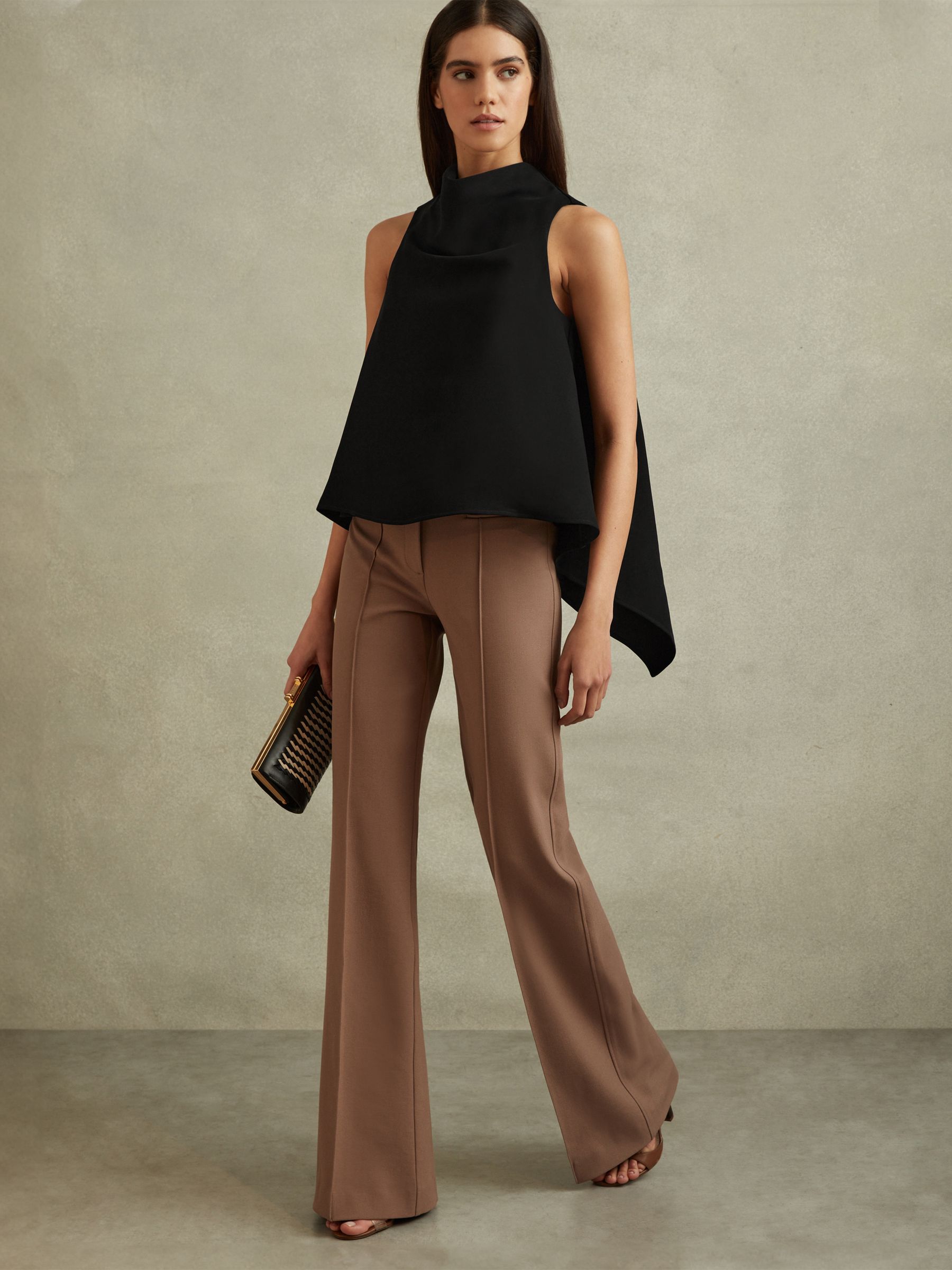 Split Back Cowl Neck Top in Black - Image 1 of 6 Split Back Cowl Neck Top in Black - Image 1 of 6