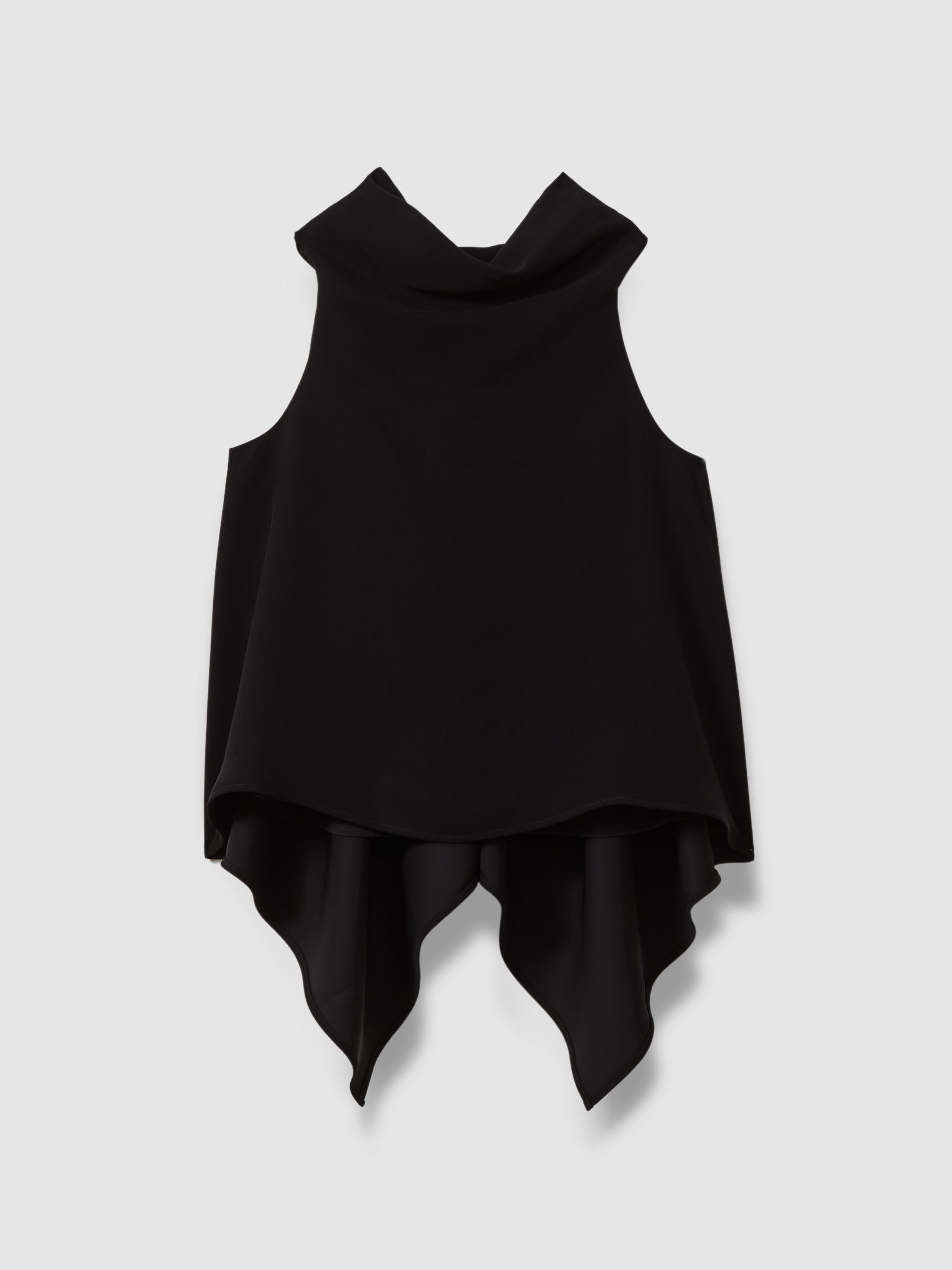 Split Back Cowl Neck Top in Black - Image 2 of 6