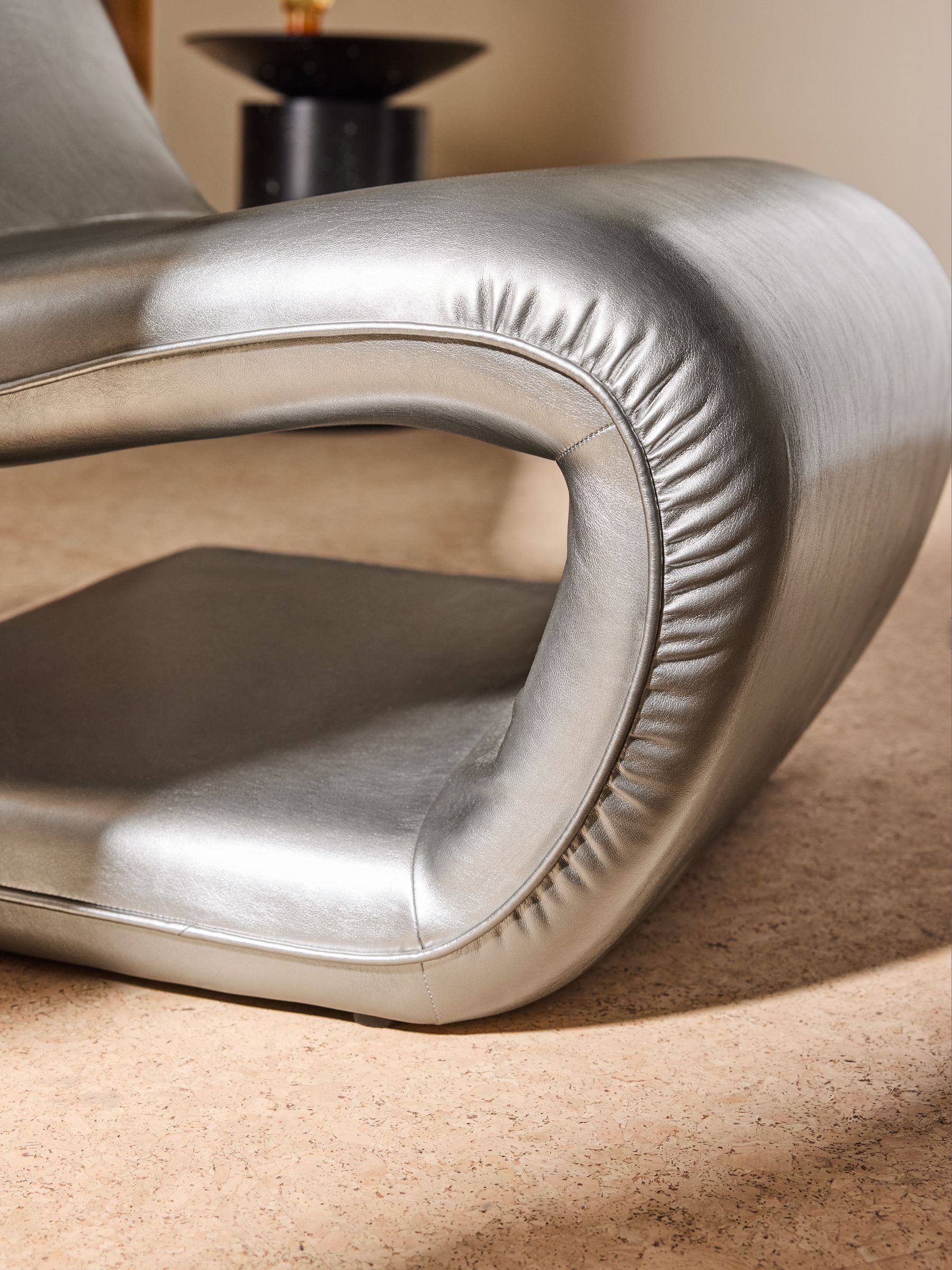 Wexler Chair in Silver Apollo Faux Leather - Image 2 of 7