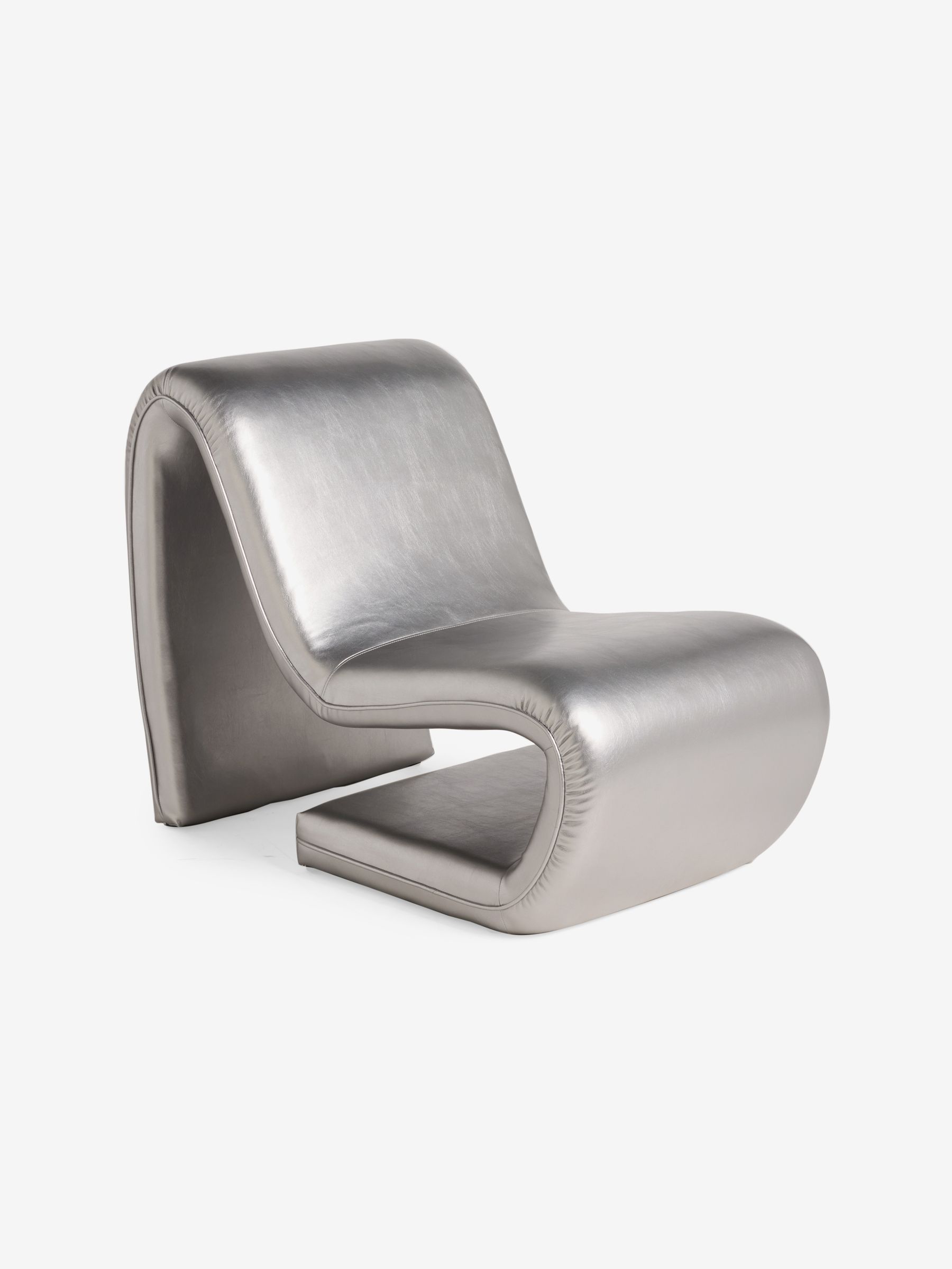 Wexler Chair in Silver Apollo Faux Leather - Image 6 of 7