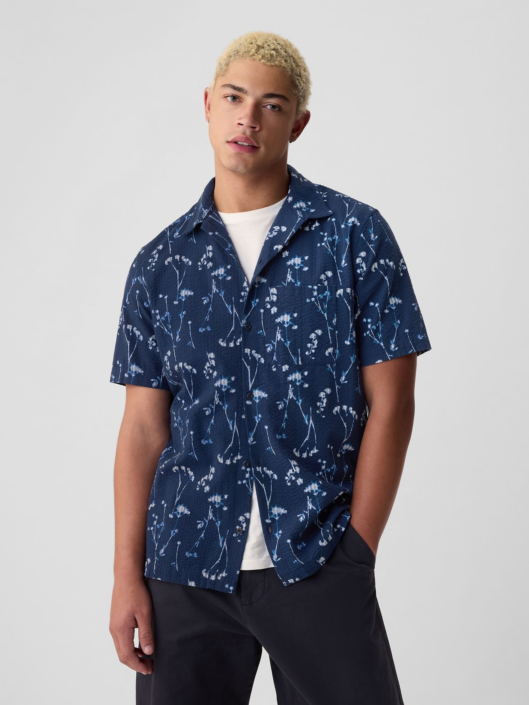 Blue Oxford Short Sleeve Shirt - Image 1 of 4