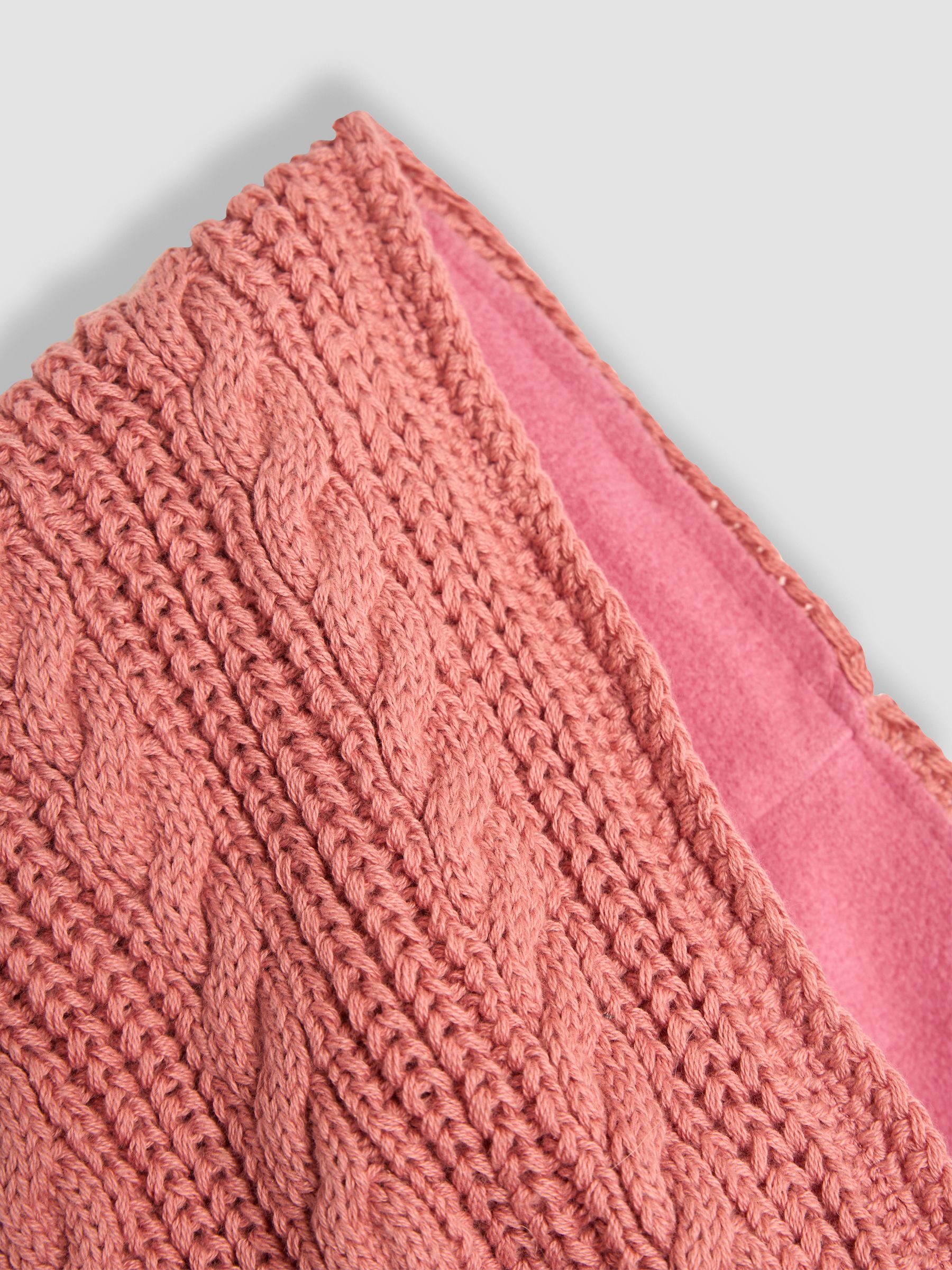 Dusky Pink Cable Knitted Neck Cosy Scarf - Image 4 of 4