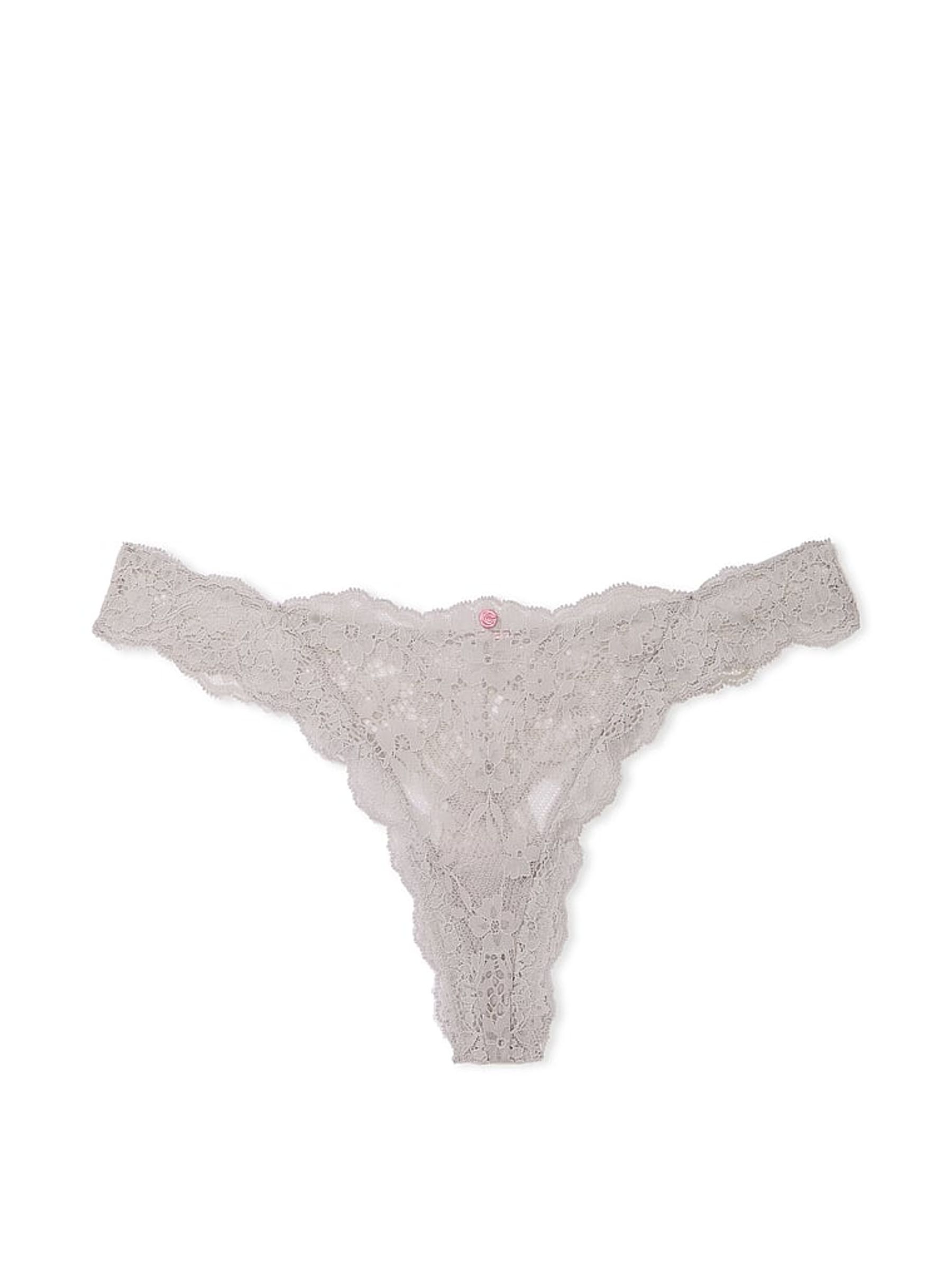 Silver Pearl Grey Thong Lace Knickers - Image 3 of 3