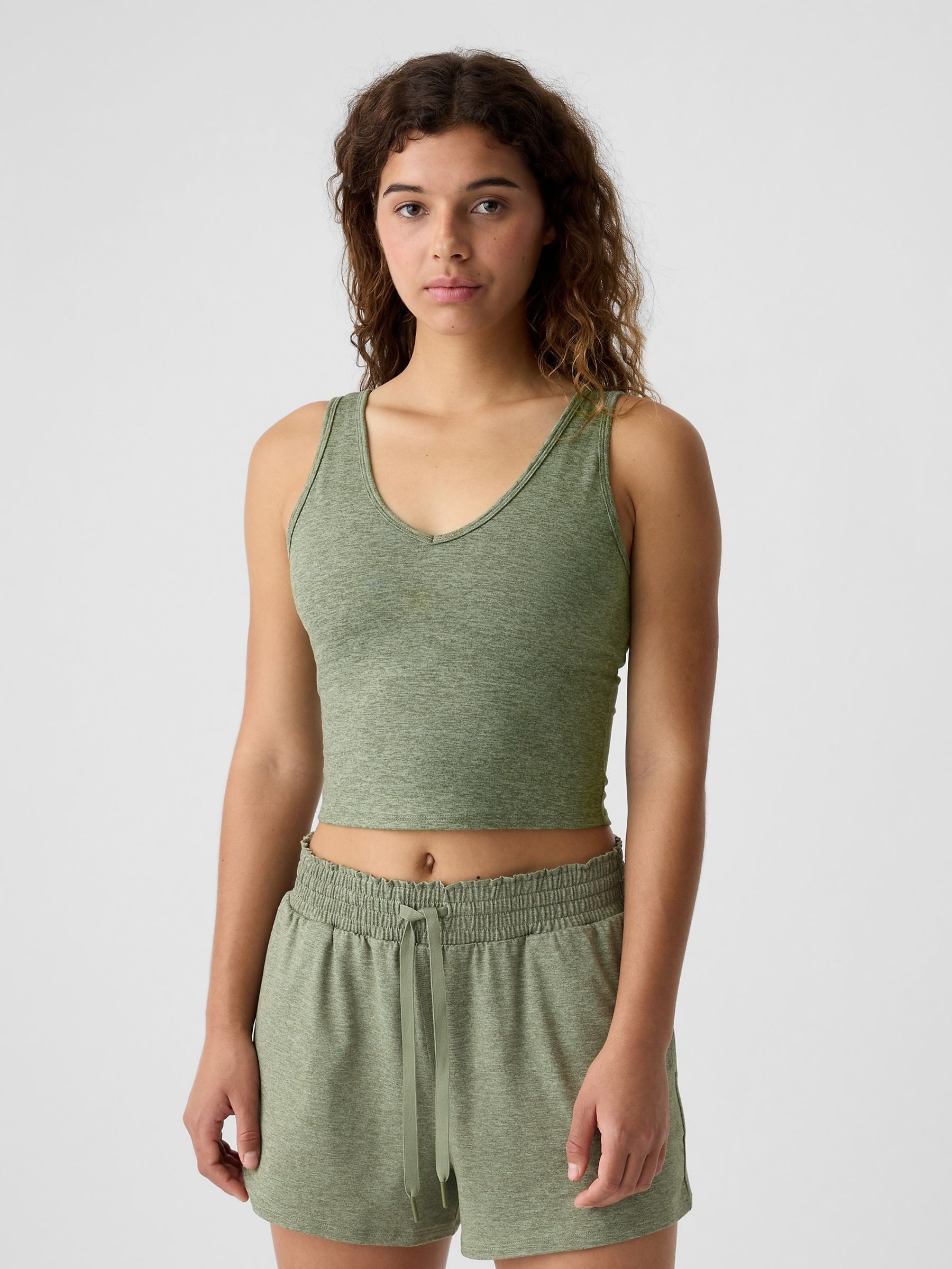 Green Brushed V-Neck Jersey Brami - Image 1 of 5